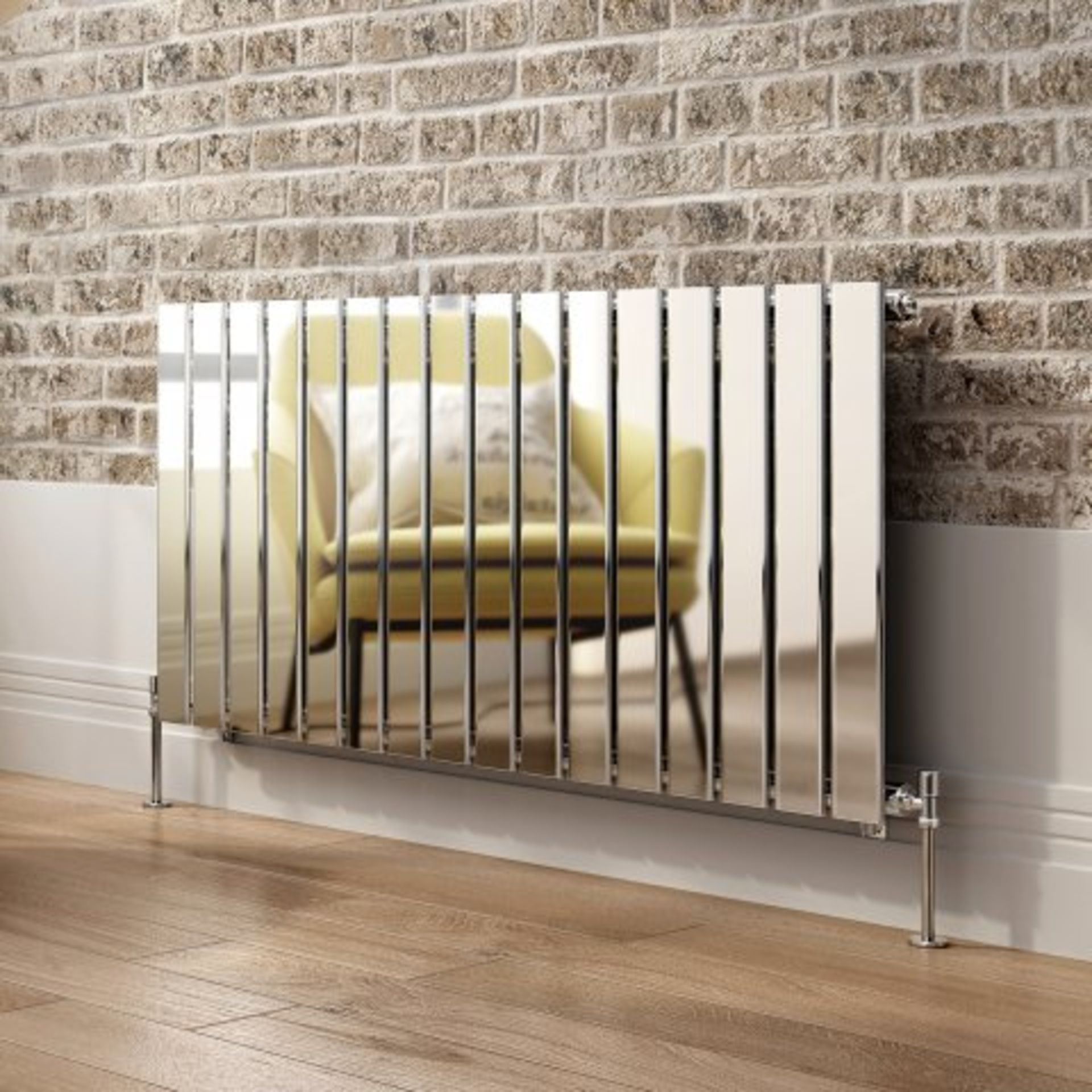 (M53) 600x1210mm Chrome Single Flat Panel Horizontal Radiator - Hayes Premium. RRP £431.99. Designer - Image 2 of 4