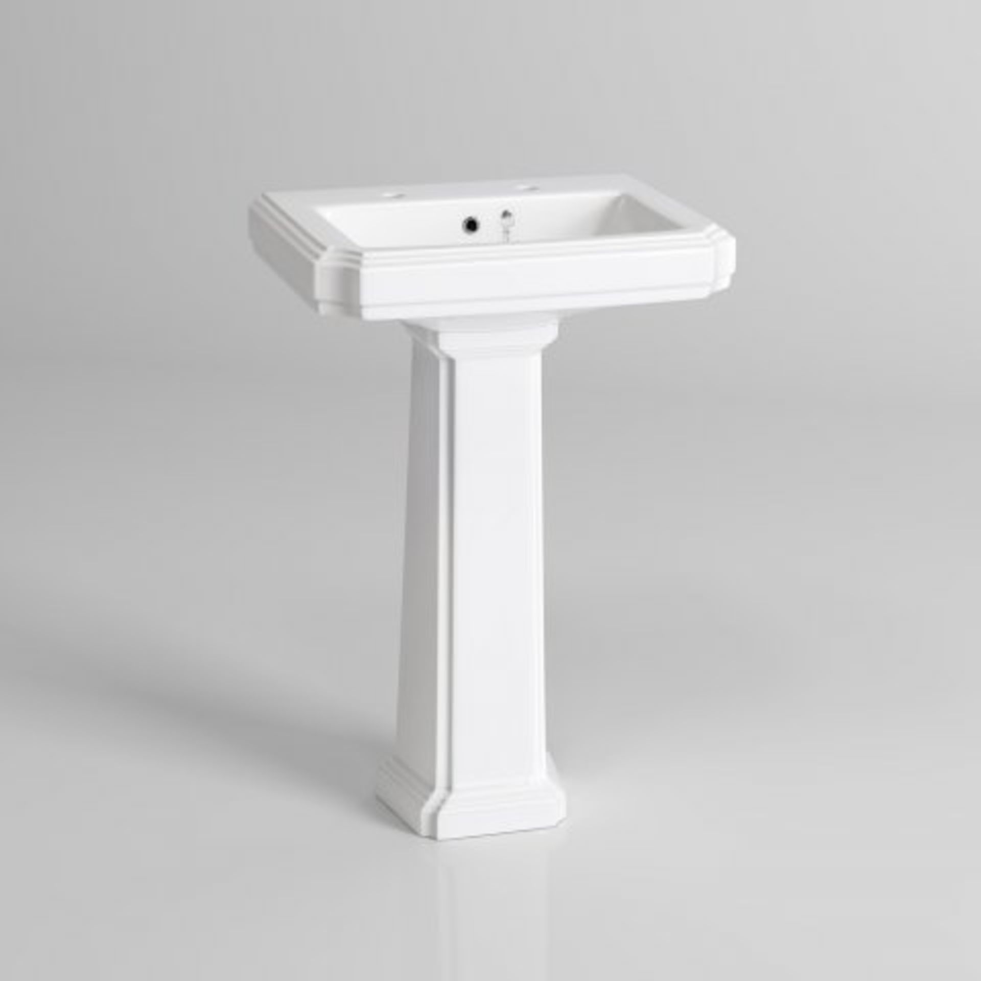 (M7) Georgia II Traditional Basin & Pedestal - Double Tap Hole. RRP £199.99. This elegant basin is - Image 3 of 4