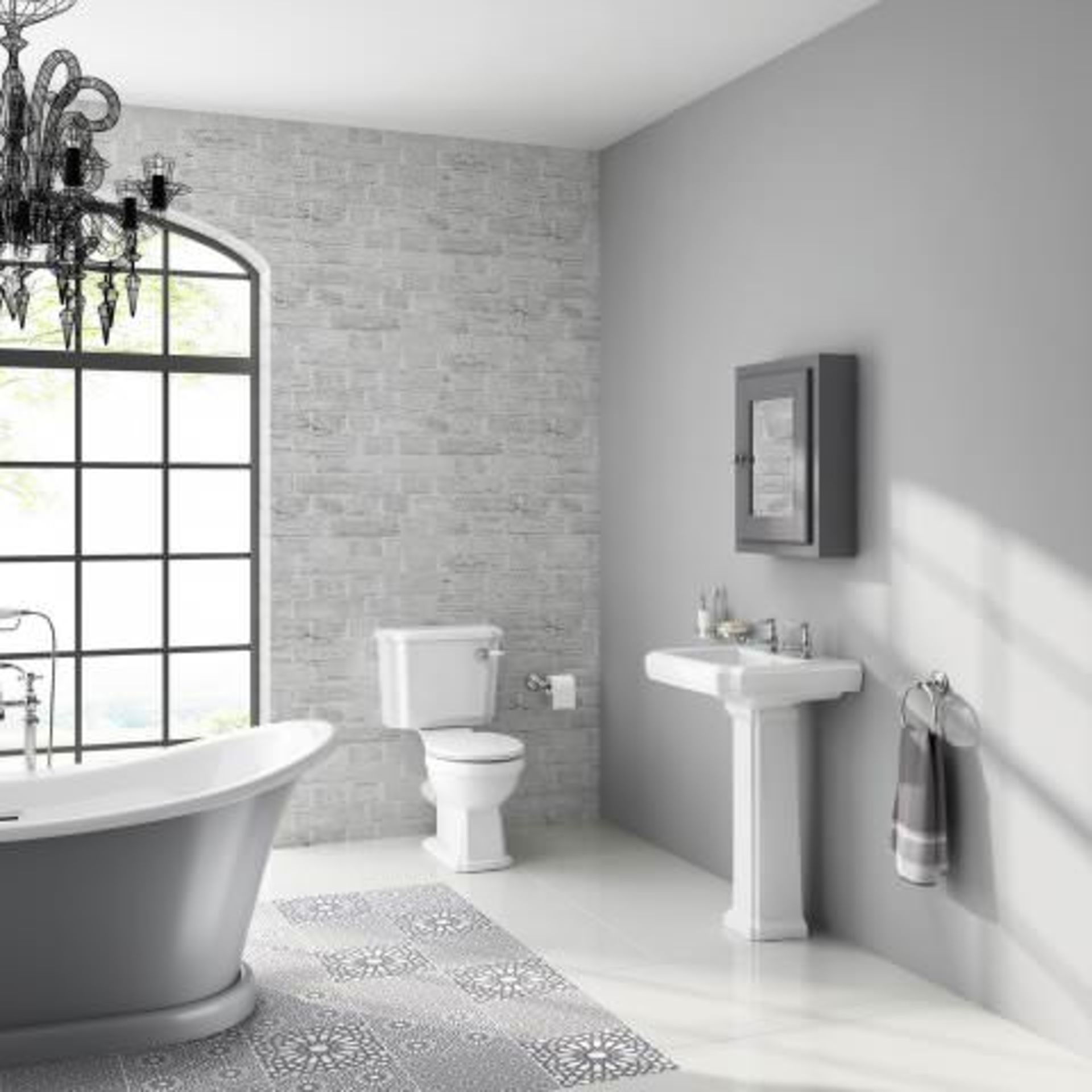 (M7) Georgia II Traditional Basin & Pedestal - Double Tap Hole. RRP £199.99. This elegant basin is - Image 2 of 4