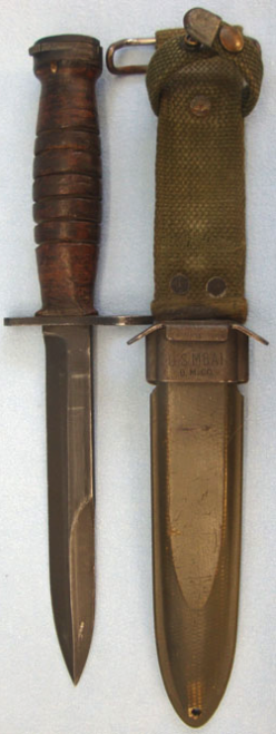 Excellent WW2 M1 Carbine U.S. M4 Bayonet, Scabbard and Webbing Frog By Utica