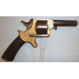 C1860 Tranter .30 Rim Fire Brass Framed 7 Shot Revolver With Octagonal Barrel & Removable Cylinder