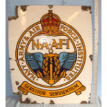 Original Large WW2 British Navy Army & Air Force (NAAFI) Kings Crown Enamelled Metal Sign.