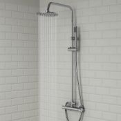 (C77) 200mm Round Head Thermostatic Exposed Shower Kit & Hand Held. RRP £249.99. Simplistic Style