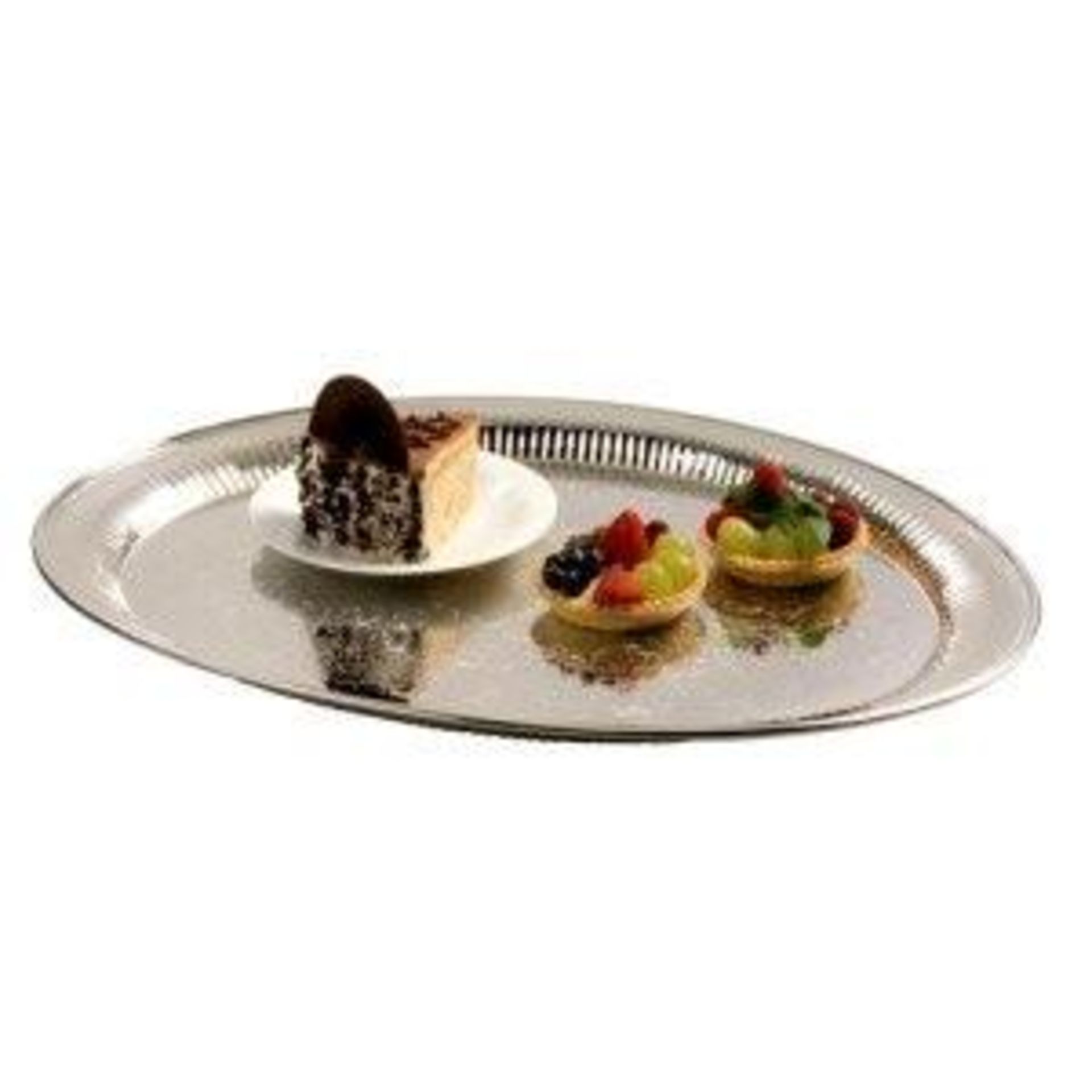 4 x Stainless Steel Oval Embossed Tray