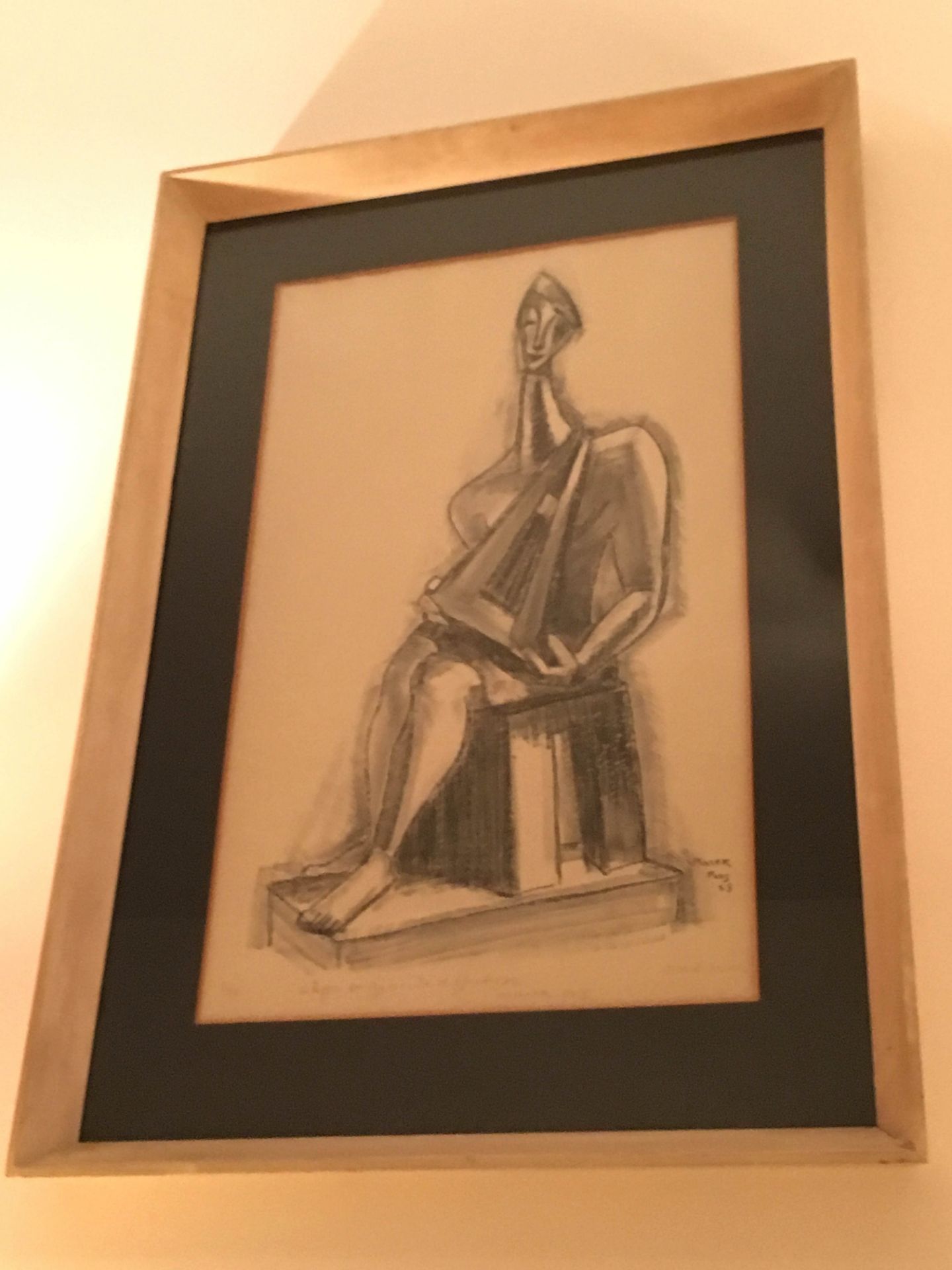 Seated figure with harp print 2/25. 84 x 58 cms, Condition: Good signed Marek Szwarc, March 1955, - Image 3 of 3