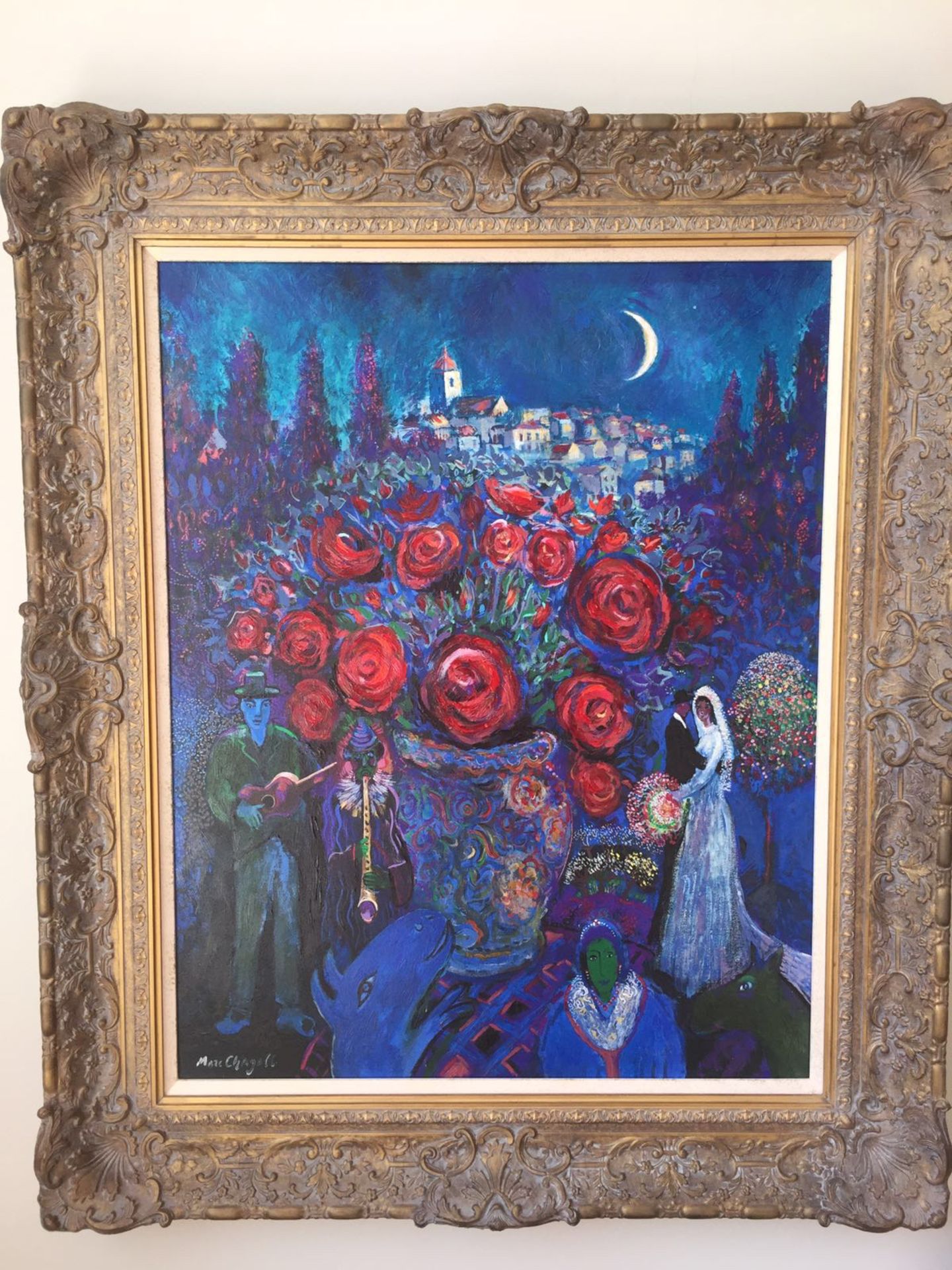 The Wedding Flowers by Chagall reproduced by Master Art Forger John Myatt. Oil on Canvas.