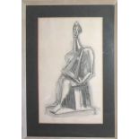 Seated figure with harp print 2/25. 84 x 58 cms, Condition: Good signed Marek Szwarc, March 1955,