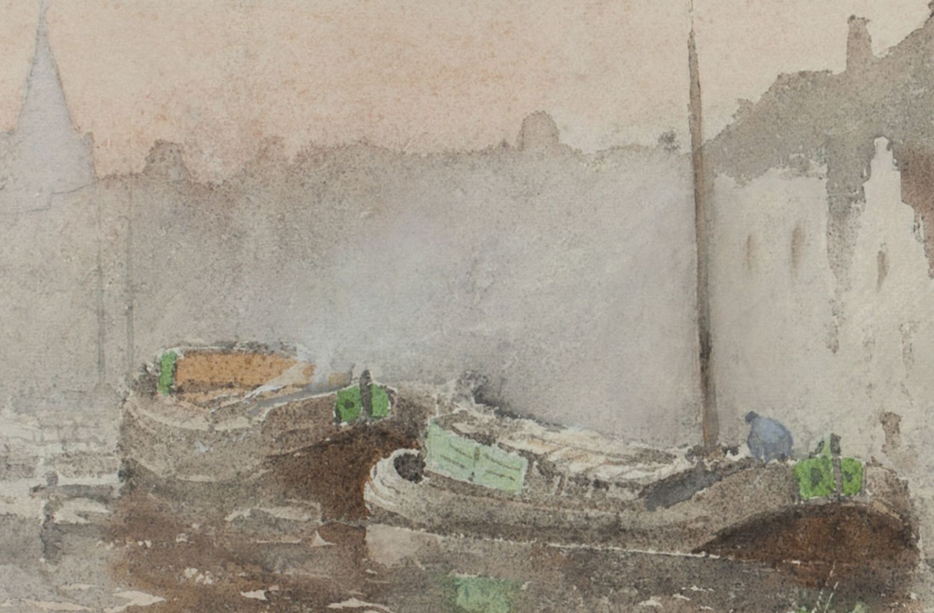 Watercolour 'Impression CrŽpusculaire' Louis J Reckelbus 1864-1958 - Image 3 of 8