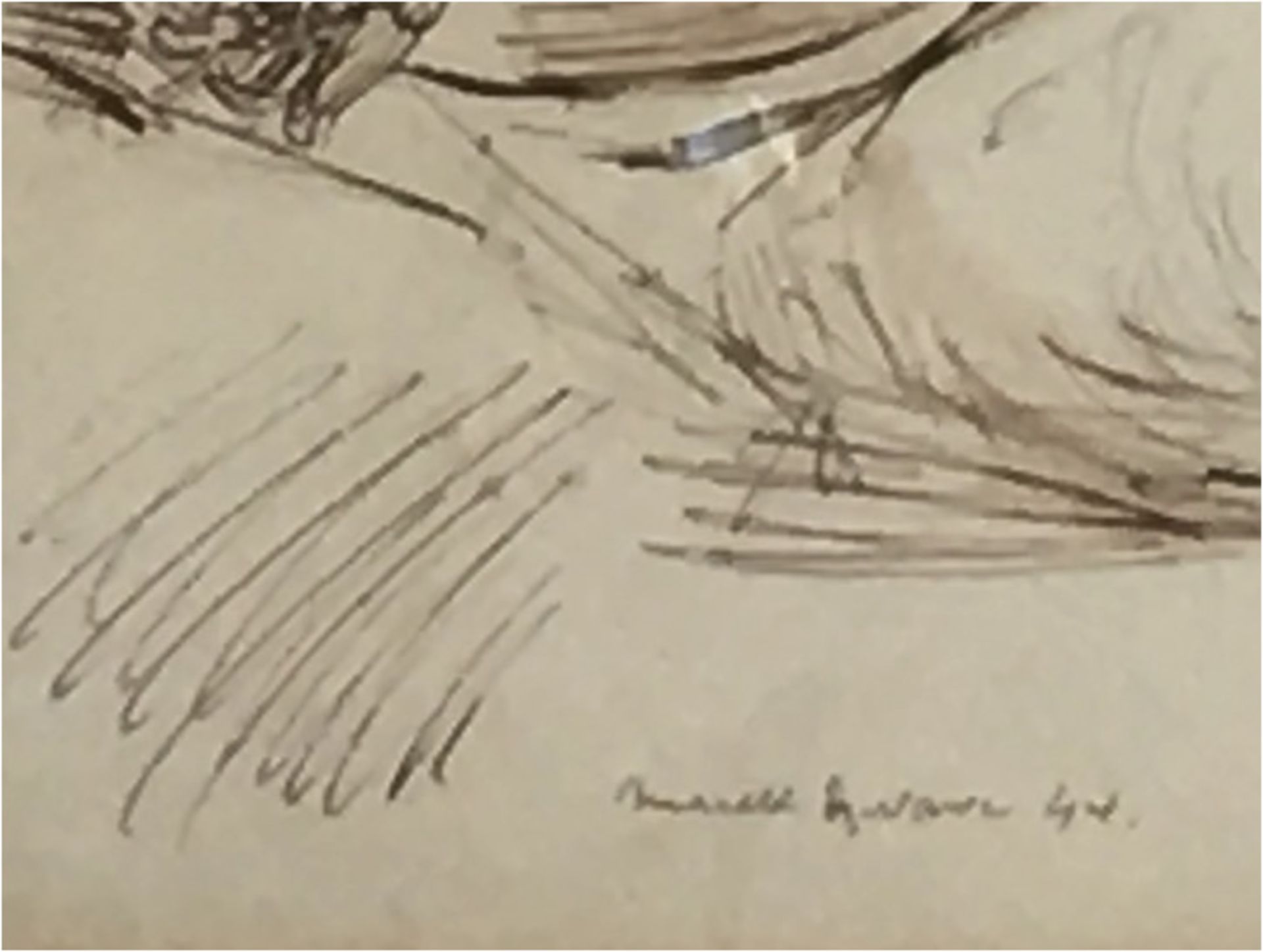 Reclining female nude, ink. signed Marek Szwarc, - Image 2 of 2