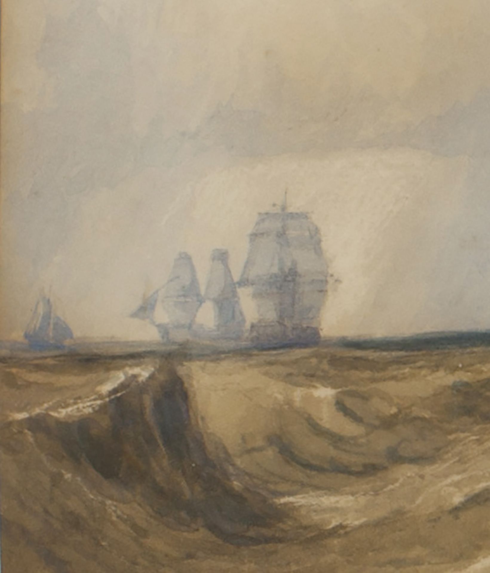 Original Charles Bentley 'ships In Rough Seas' Watercolour Early 19Th C. - Image 6 of 8