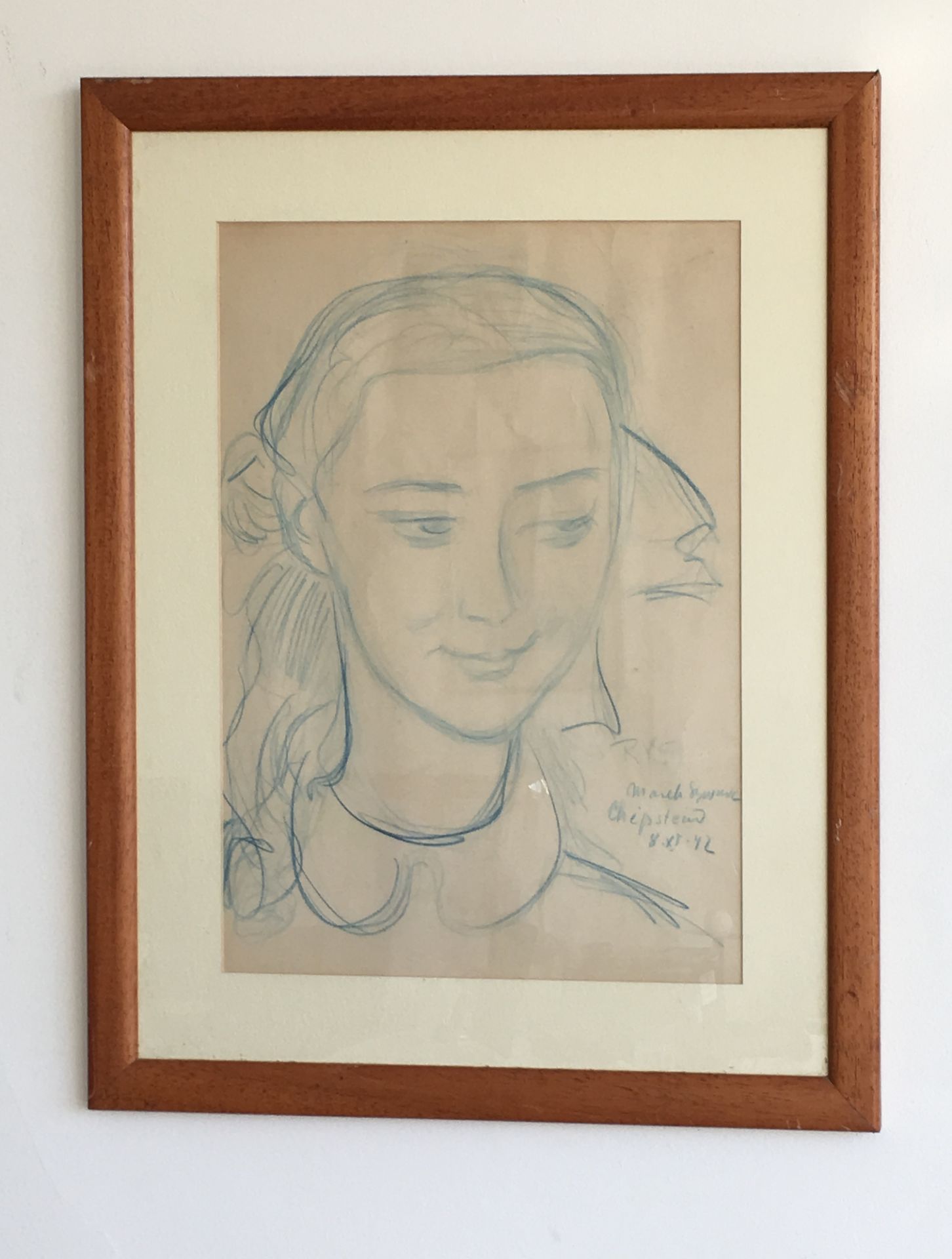 Blue Pencil Portrait signed Marek Szwarc