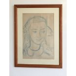 Blue Pencil Portrait signed Marek Szwarc