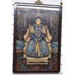 Vintage Chinese Reverse Oil On Glass Portraits Of The First Emperor & Empress Of China