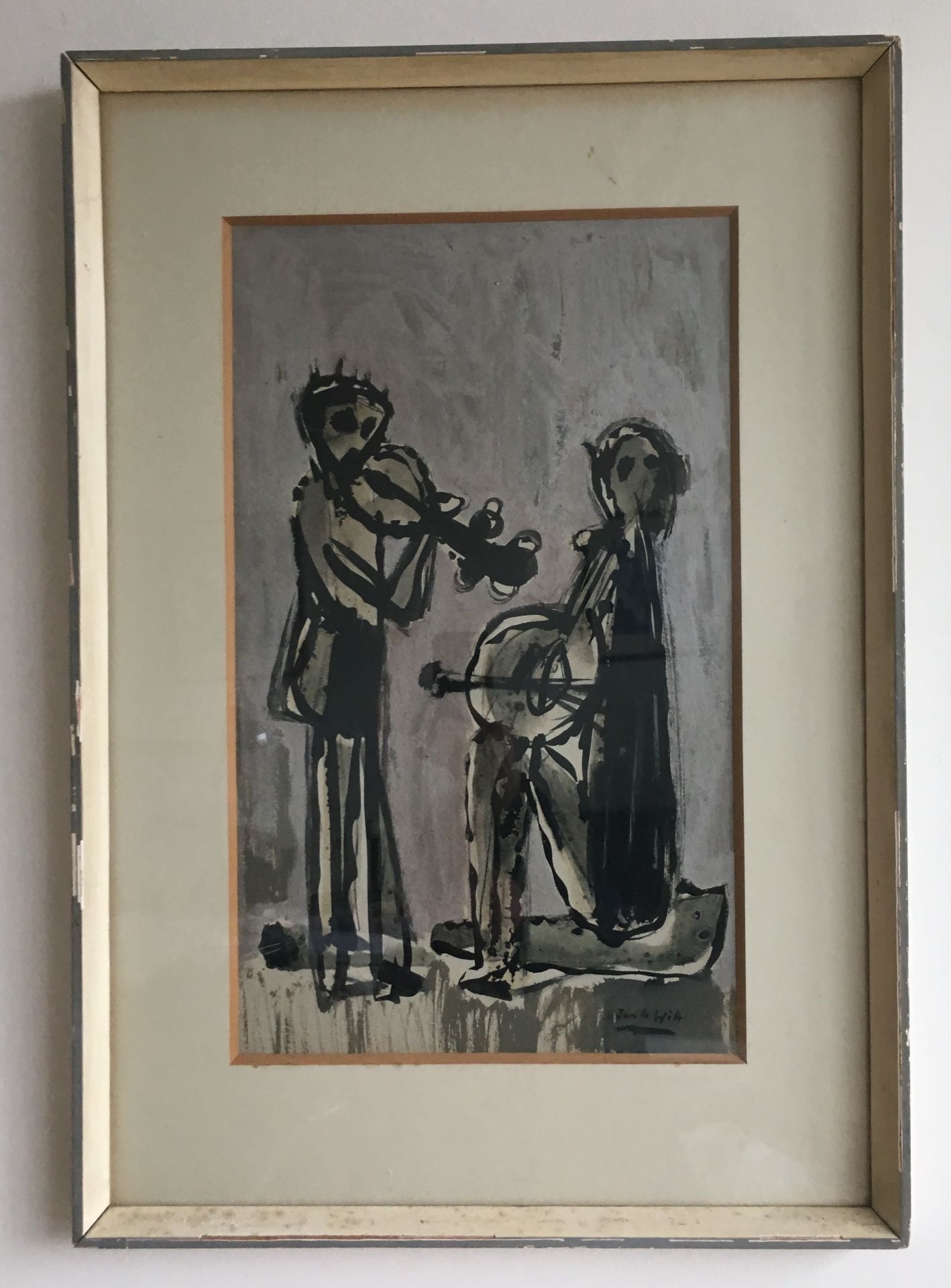 Two musicans, painting signed by Jan Le Witt
