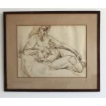 Reclining female nude, ink. signed Marek Szwarc,