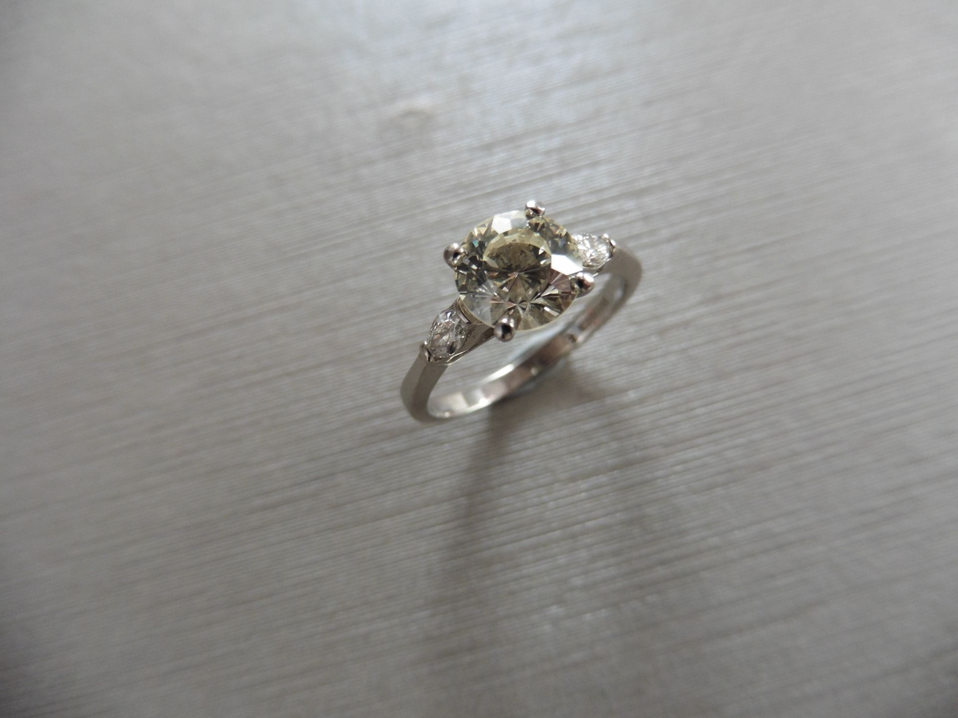 1.33ct diamond set solitaire ring. Set with a round cut diamond, K colour, VS1 clarity weighing