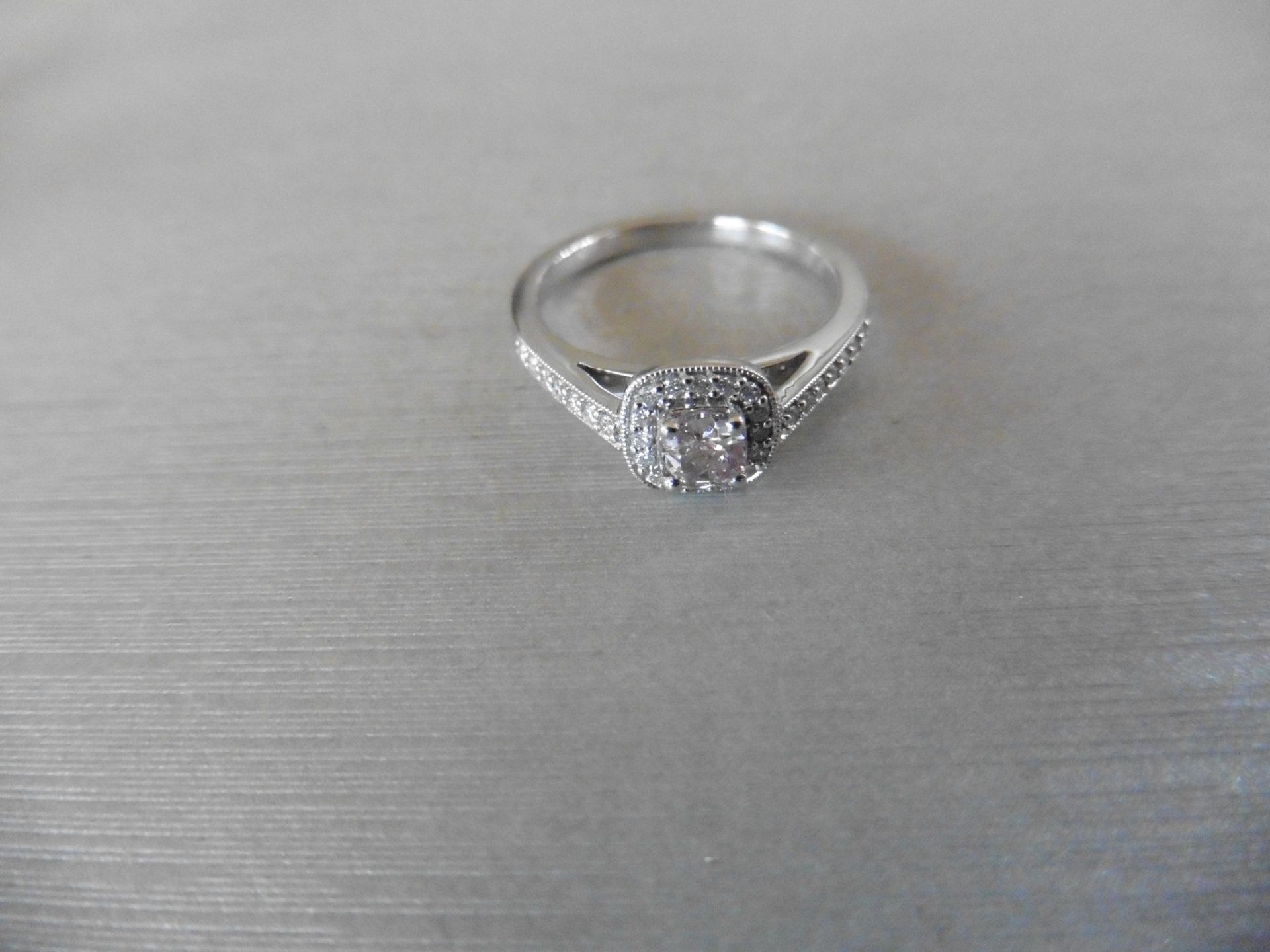 0.35ct / 0.18ct diamond set solitaire ring. Centre stone is a pink cushion cut diamond, GIA - Image 2 of 6