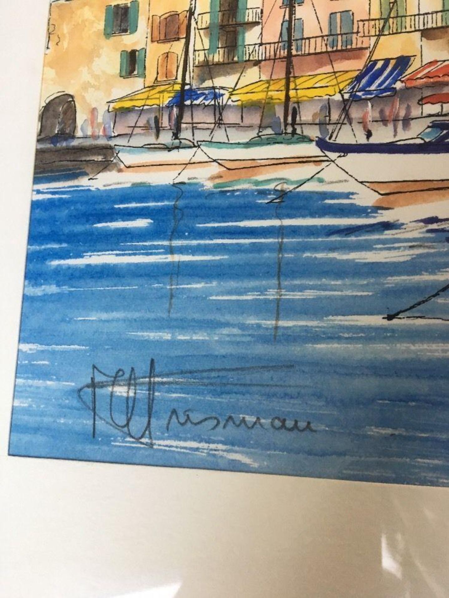 Painting Signed by French Artist Chrismau "ST. TROPEZ" with Authenticity Certificate. Ink & - Image 4 of 4