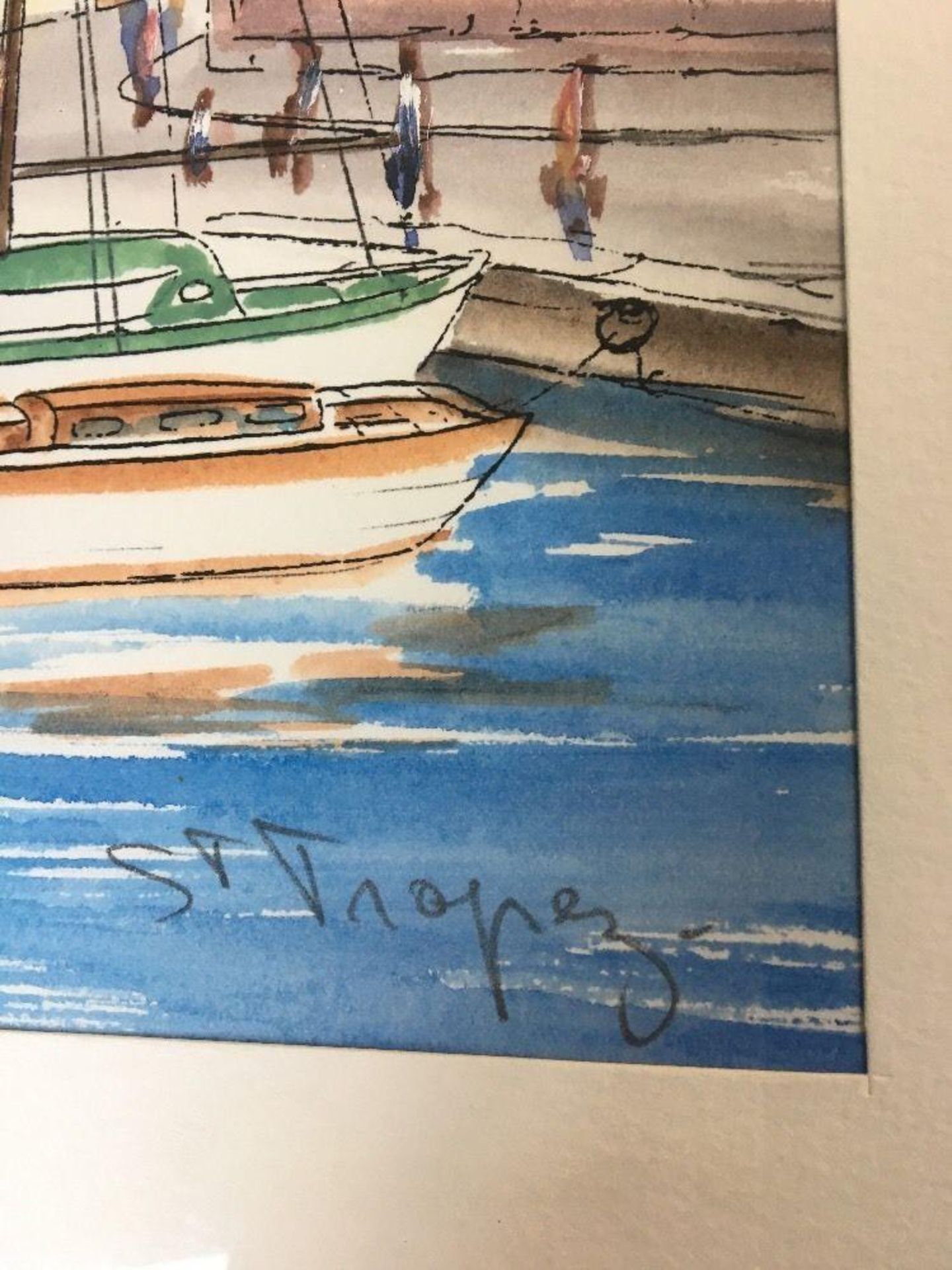 Painting Signed by French Artist Chrismau "ST. TROPEZ" with Authenticity Certificate. Ink & - Image 3 of 4