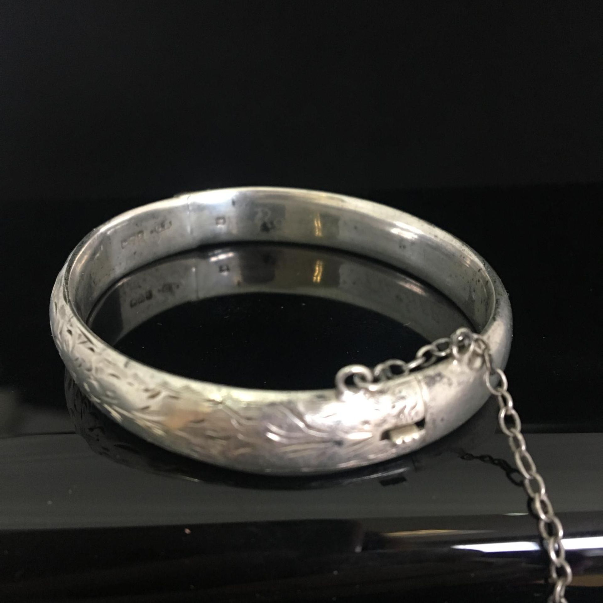 Arts and Crafts era hallmarked silver hinged bangle by Charles Horner c1919. Chester hallmarks. 8.