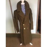 1940s WW2 US Air Force Men's Wool Long Trench Coat Olive Green. Size 34R. Dated 3/11/1940. A genuine