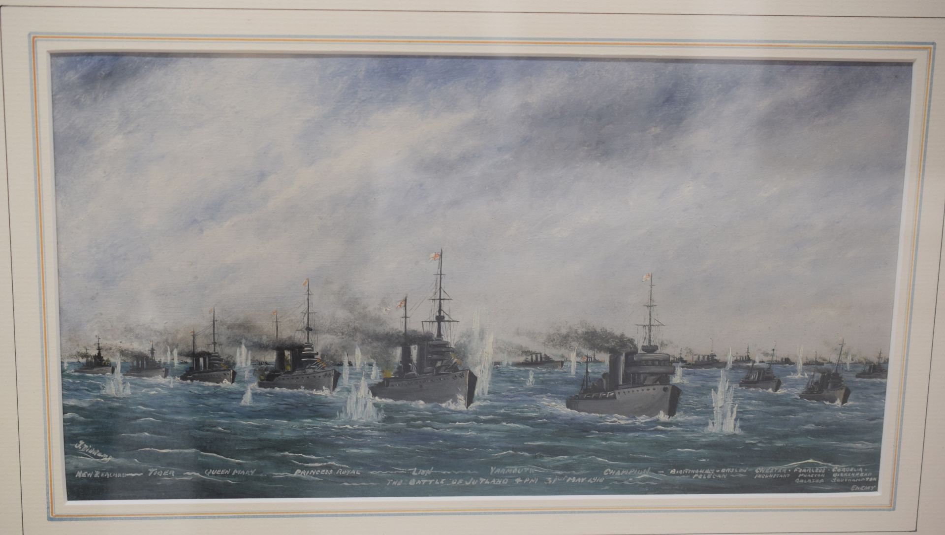 The Battle Of Jutland at 4pm 31st May Oil Painting by James George Diddams