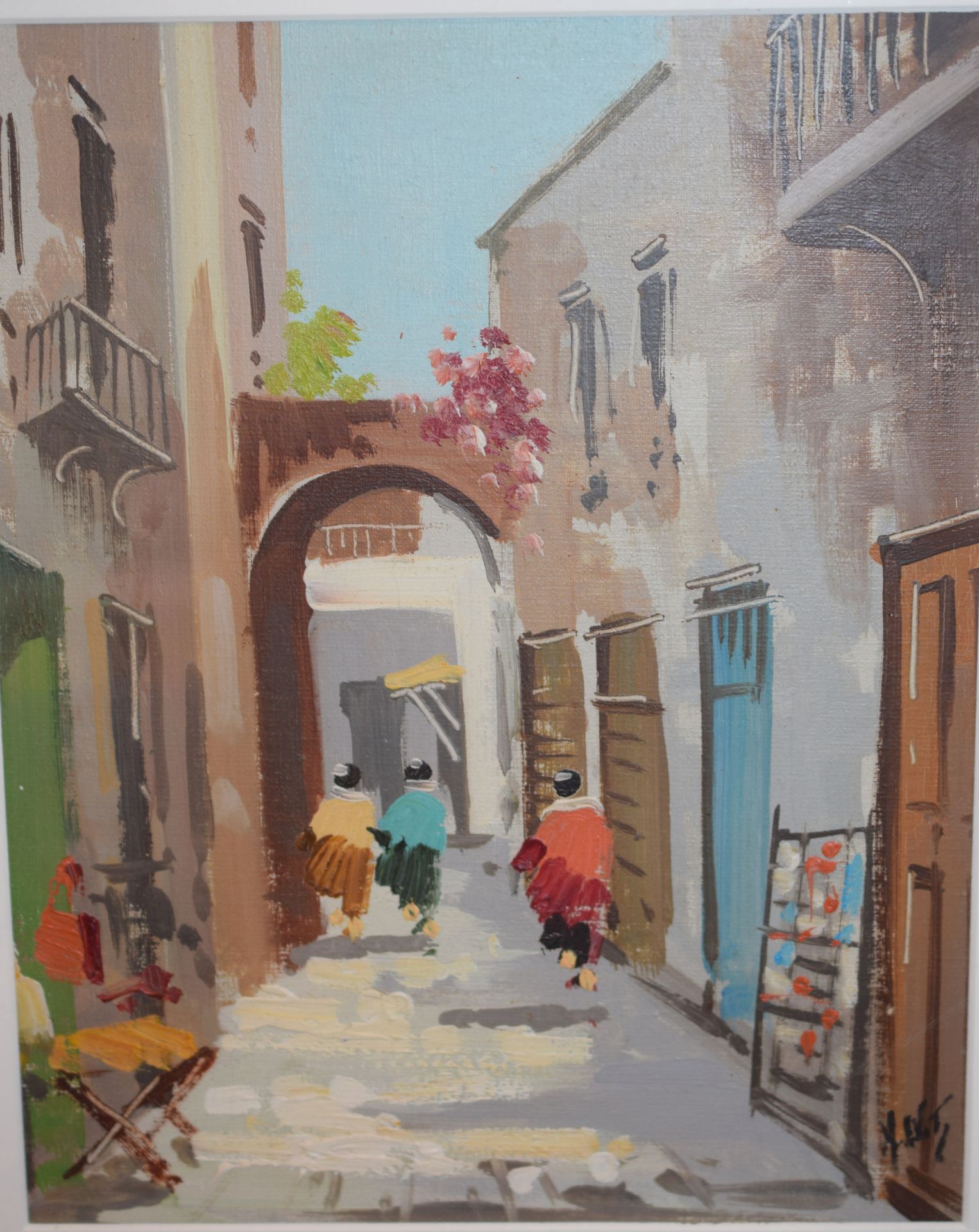 Oil painting on canvas of village street with arch by Antonio DeVity (1901_1993)**Reserve lowered** - Image 3 of 4