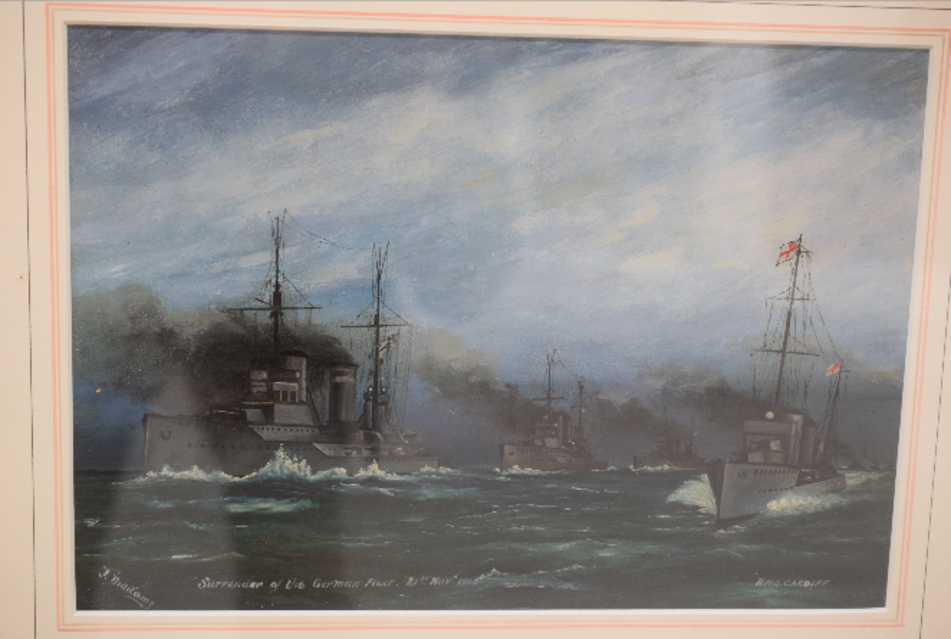 The Surrender Of The German Fleet With HMS Cardiff Oil Painting by James George Diddams