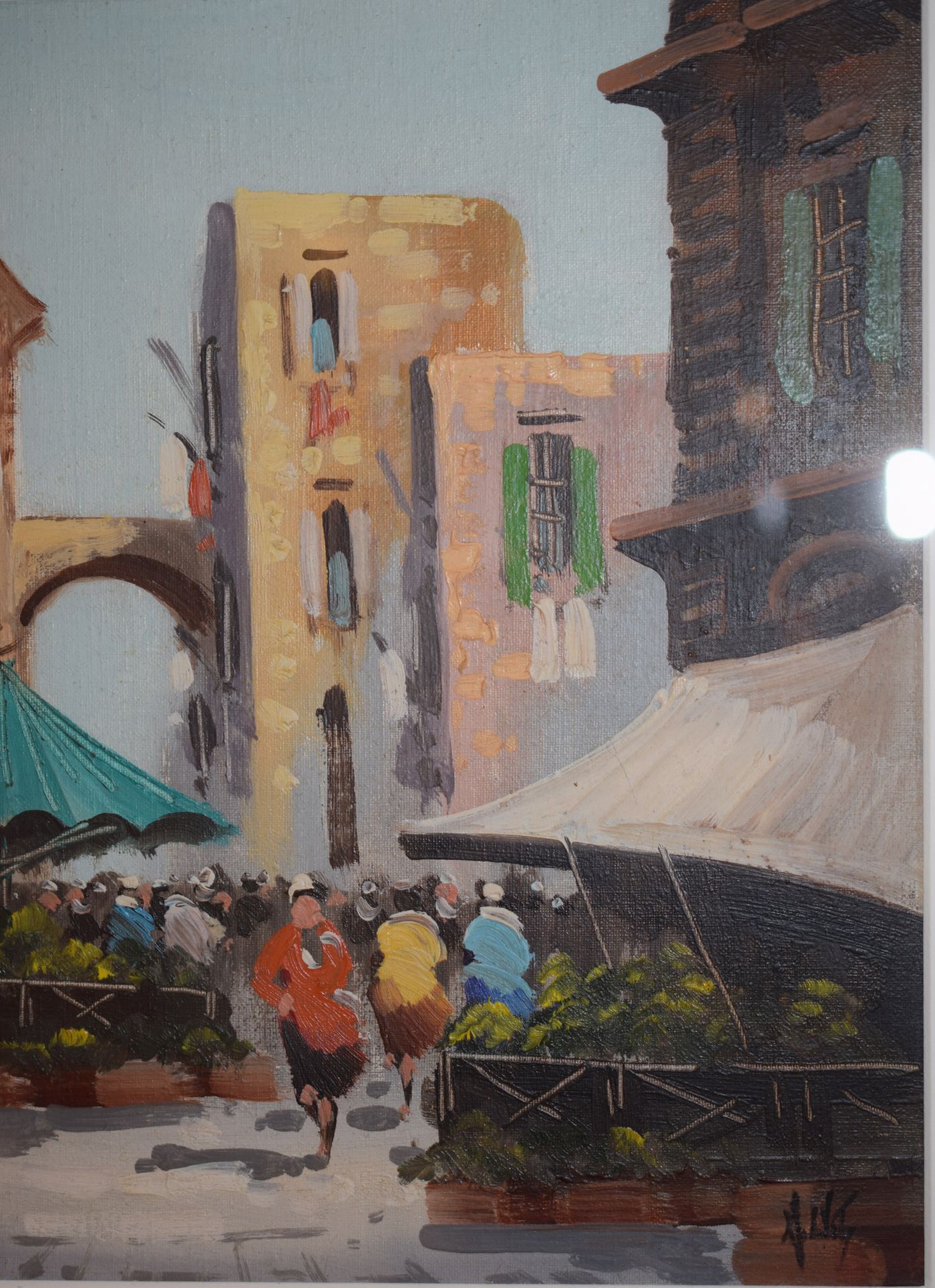 Oil painting on canvas of market in village by Antonio DeVity (1901_1993) **Reserve Lowered** - Image 2 of 4