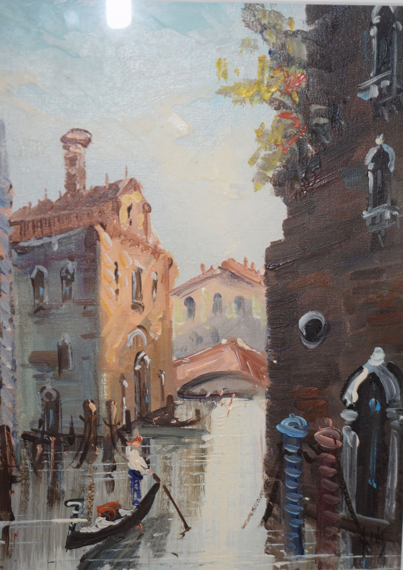 Oil painting on canvas of gondola in Venice canal by Antonio DeVity (1901_1993)**Reserve Lowered** - Image 3 of 4