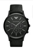 BRAND NEW EMPORIO ARMANI AR2461 MENS BLACK DIAL LEATHER STRAP WATCH, COMPLETE WITH ORIGINAL BOX