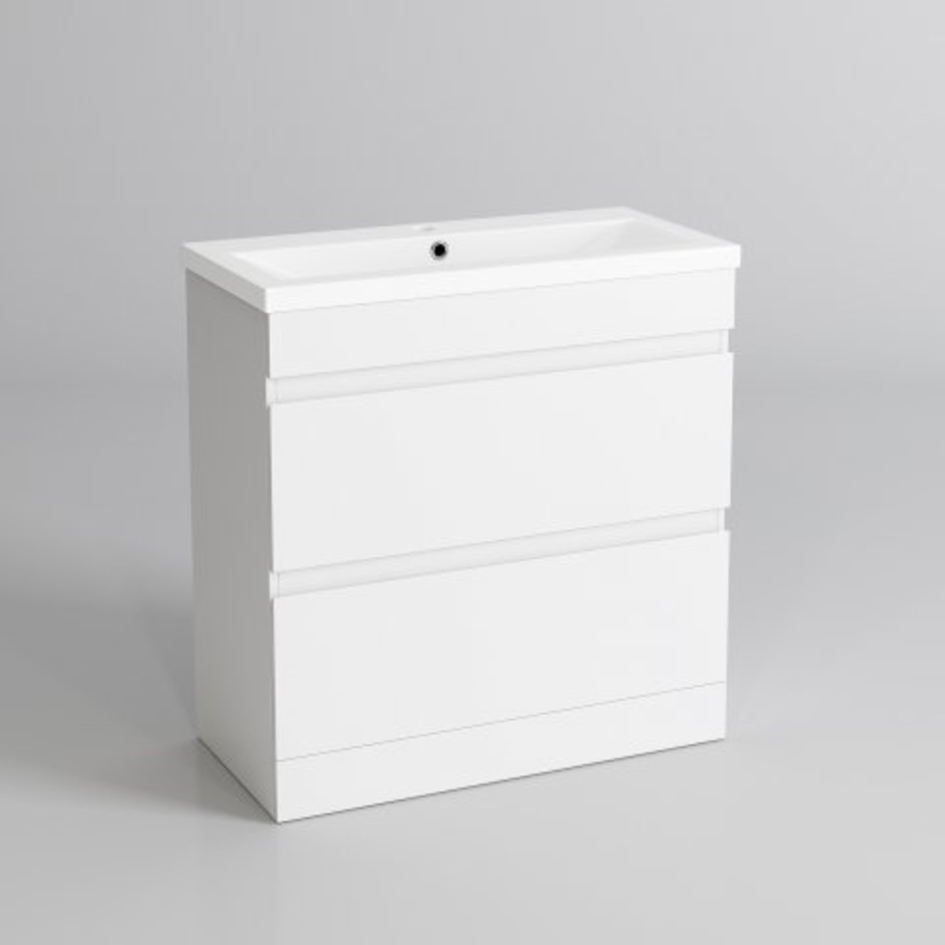 (H41) 800mm Trent High Gloss White Double Drawer Basin Cabinet - Floor Standing. RRP £425.99. - Bild 4 aus 4