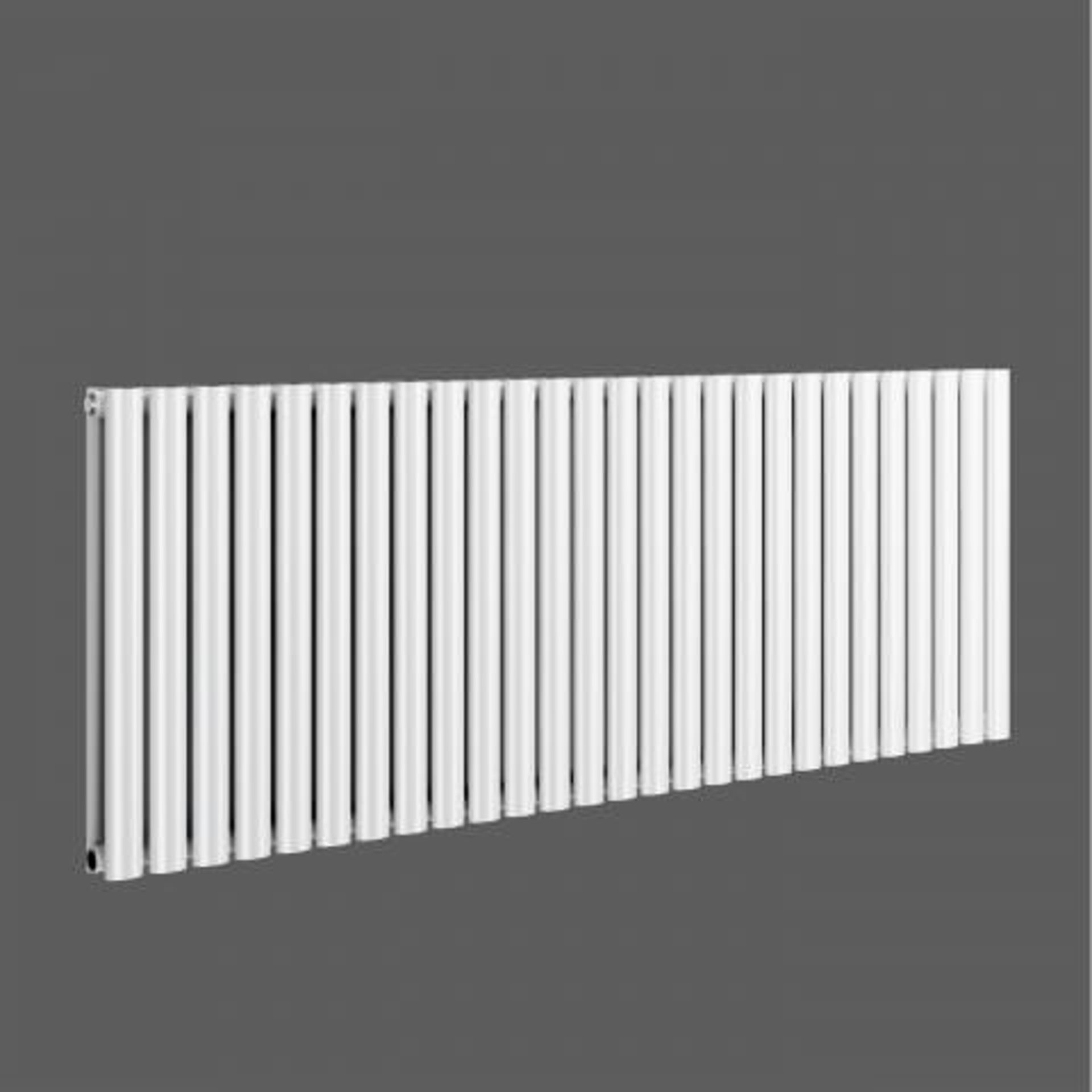 (H33) 600x1620mm White Double Panel Oval Tube Horizontal Radiator - Huntington Finest. RRP £599. - Bild 5 aus 5