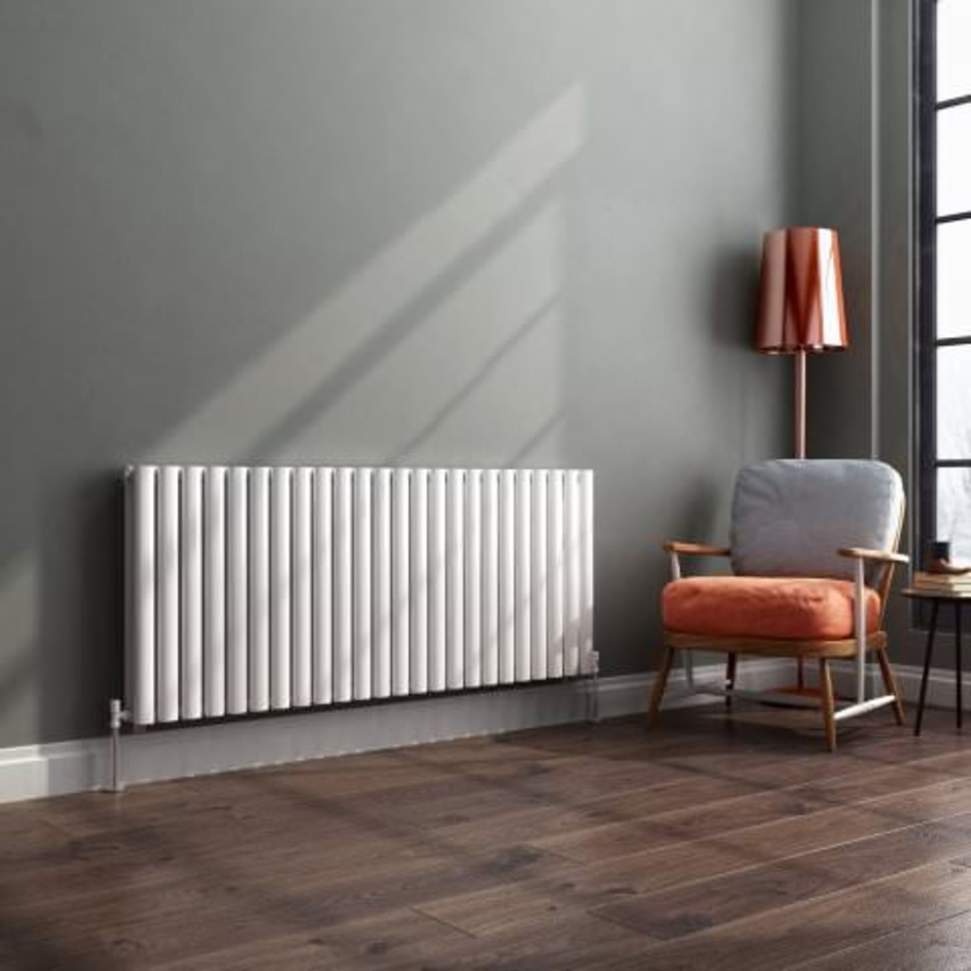 (H10) 600x1440mm Gloss White Double Panel Oval Tube Horizontal Radiator - Huntington Finest. RRP £ - Bild 2 aus 5