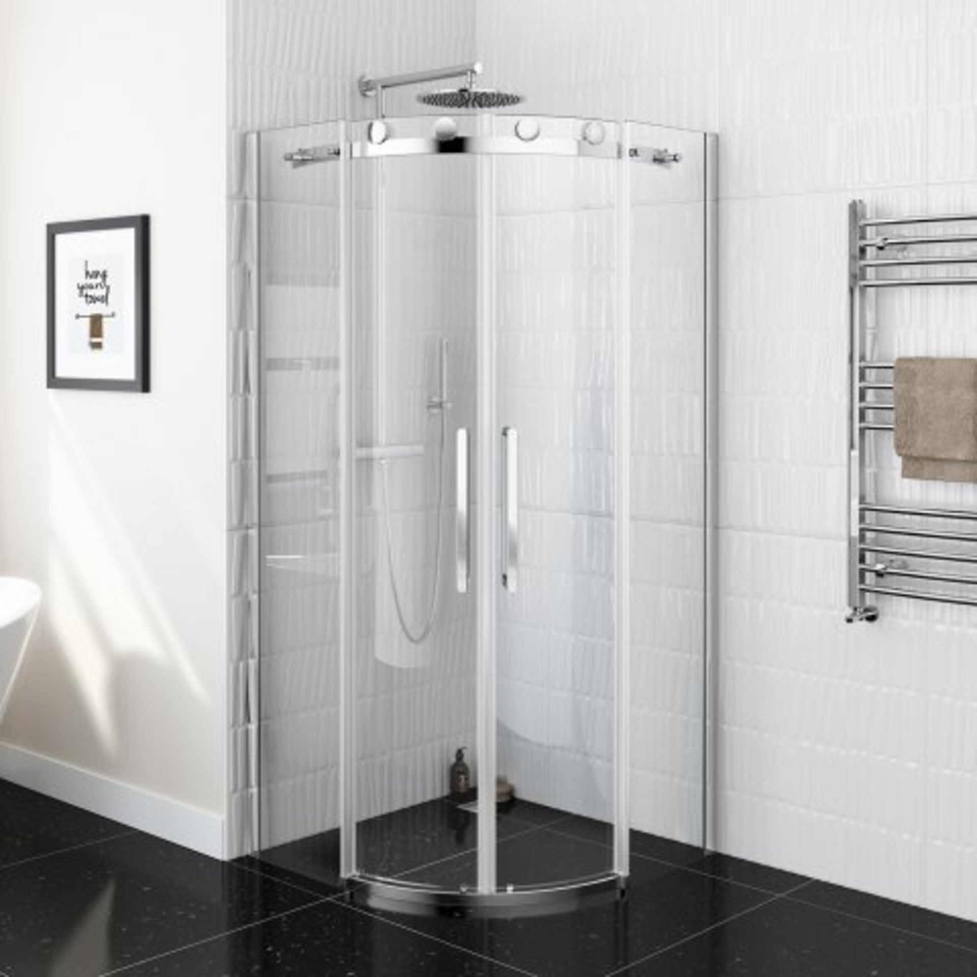 (H26) 900x900mm - 8mm - Designer Frameless EasyClean Quadrant Shower Enclosure. RRP £524.99. Premium - Image 2 of 5