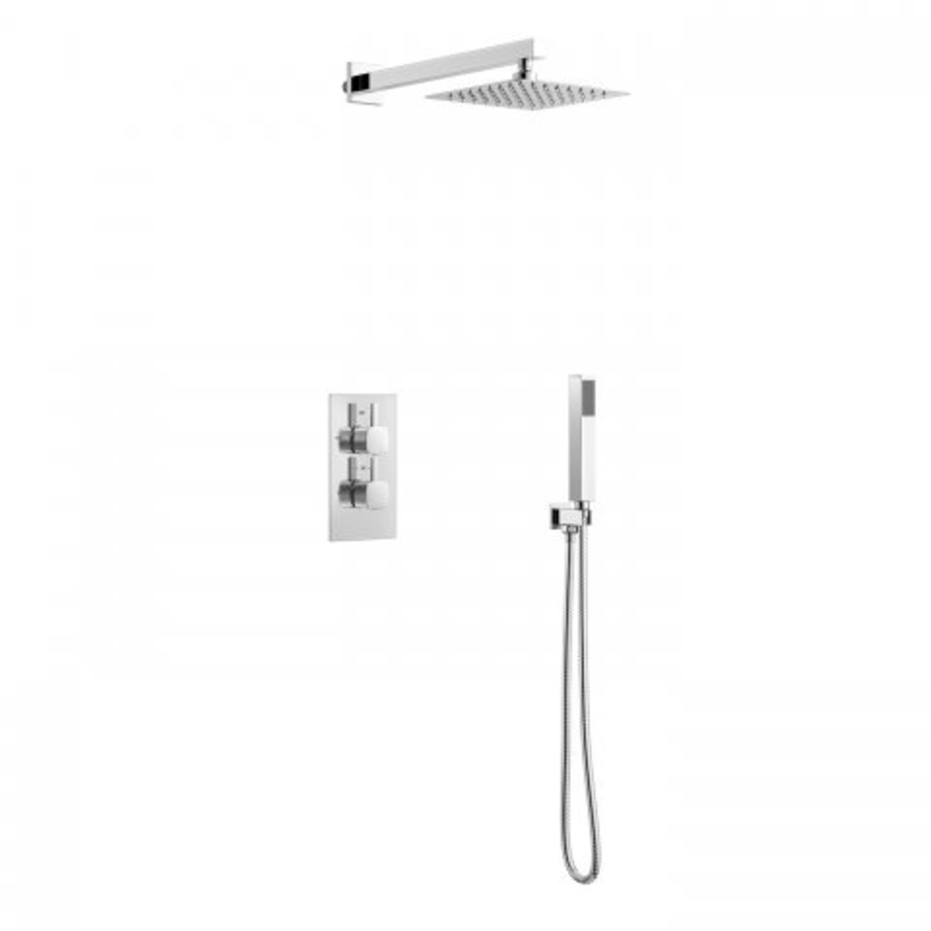 (H35) 200mm Square Stainless Steel Wall Mounted Head, Handheld & Thermostatic Mixer Shower Kit - - Bild 4 aus 4