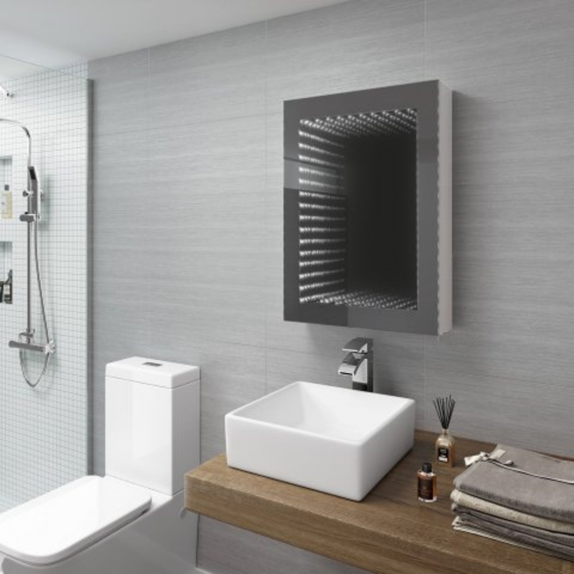 (H23) 500x700mm Stellar Illuminated Infinity Mirror Cabinet & Shaver Socket. RRP £599.99. The - Bild 5 aus 5