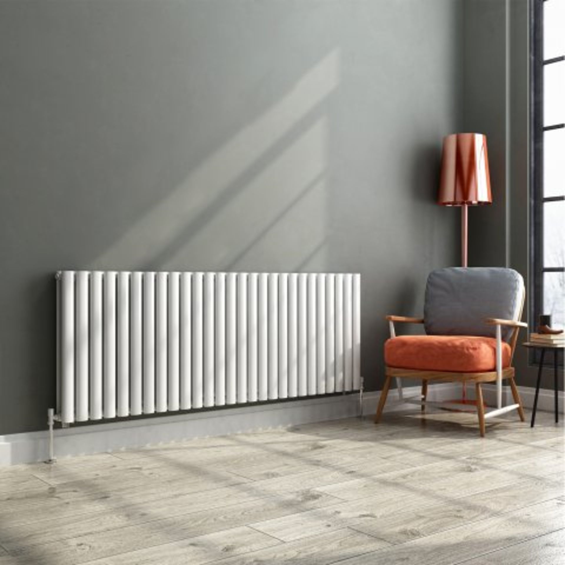 (H33) 600x1620mm White Double Panel Oval Tube Horizontal Radiator - Huntington Finest. RRP £599. - Image 4 of 5