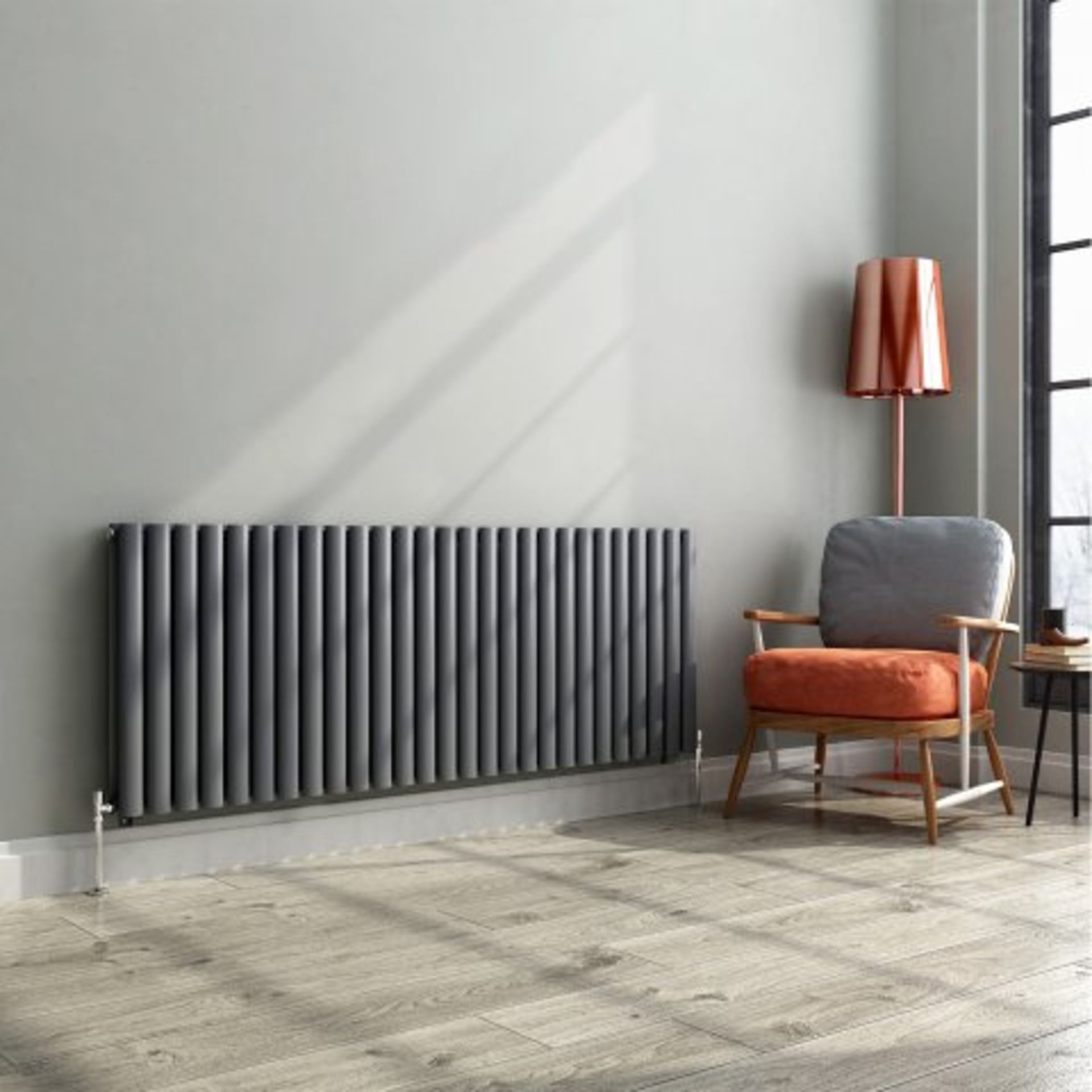 (H9) : 600x1620mm Anthracite Double Panel Oval Tube Horizontal Radiator - Huntington Finest. RRP £ - Image 4 of 5