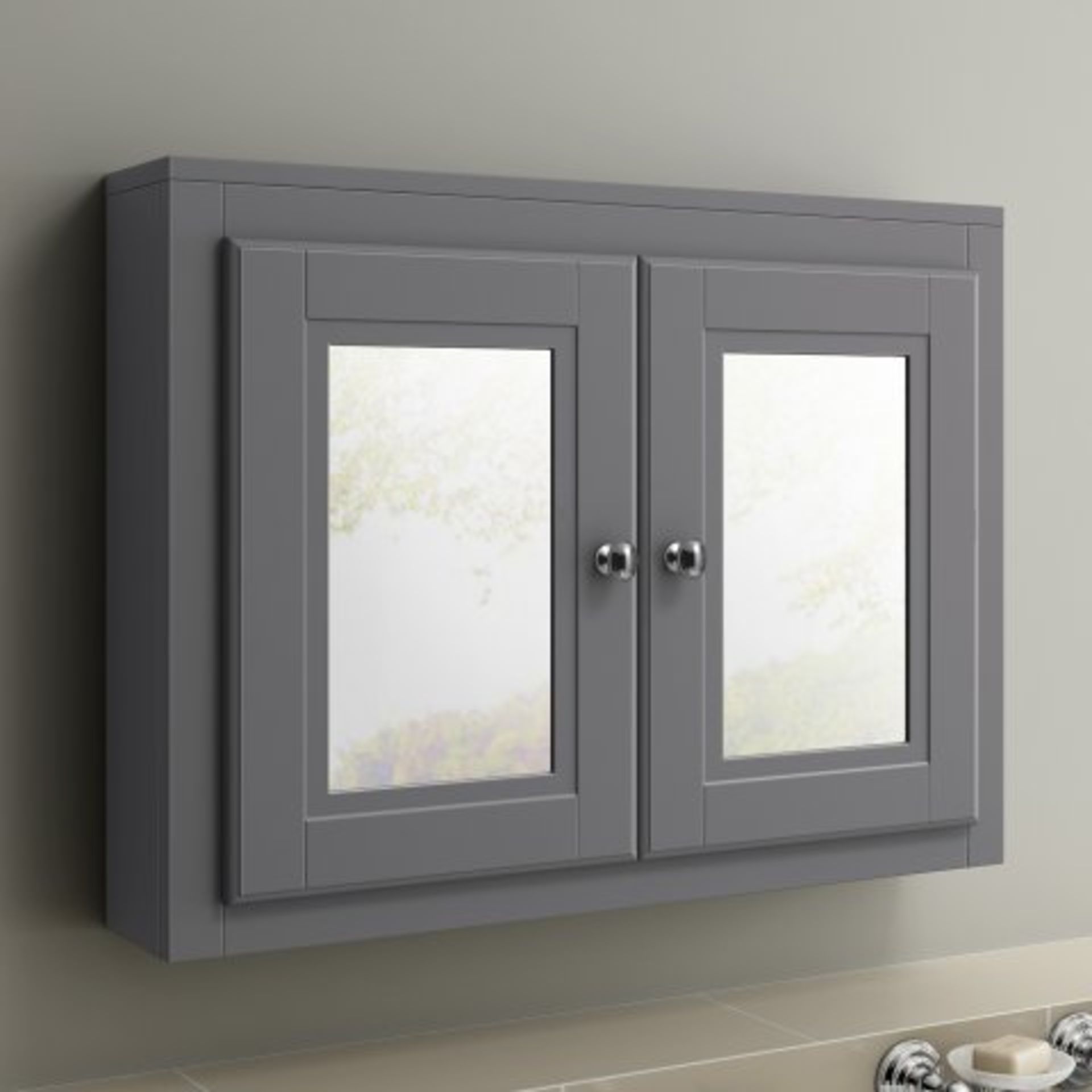 (H24) 800mm Cambridge Midnight Grey Double Door Mirror Cabinet. RRP £299.99. Our Cambridge