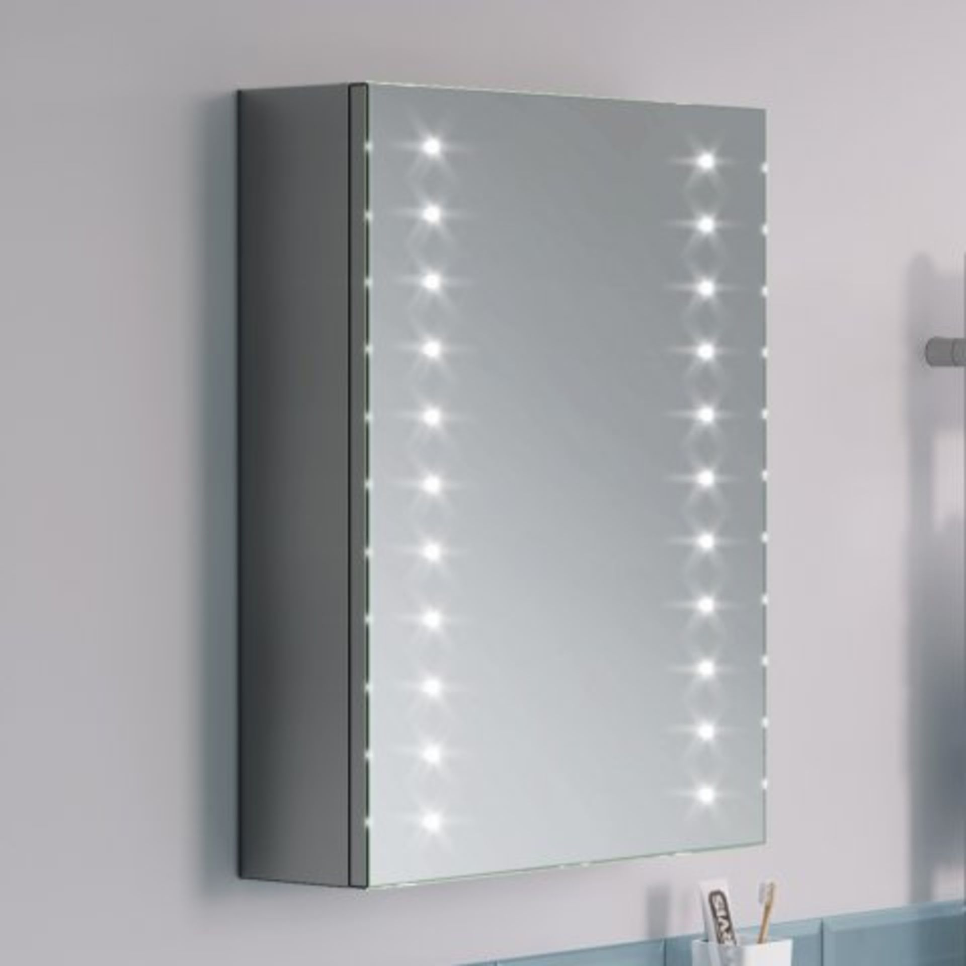 (H22) 450x600mm Galactic Illuminated LED Mirror Cabinet & Shaver Socket. RRP £399.99. LED Power - Image 2 of 4