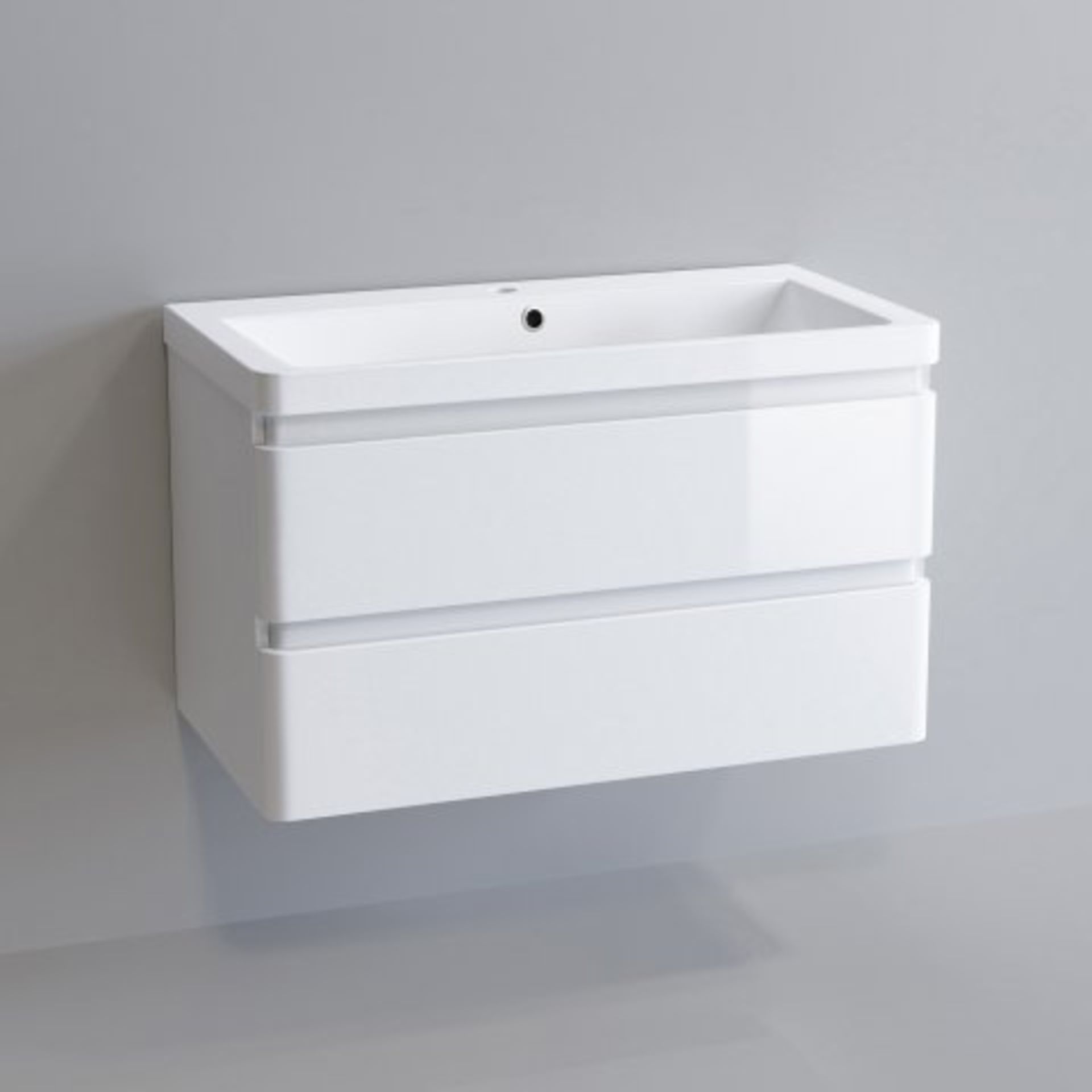 (H17) 800mm Denver II Gloss White Built In Basin Drawer Unit - Wall Hung. RRP £599.99. COMES - Image 4 of 4