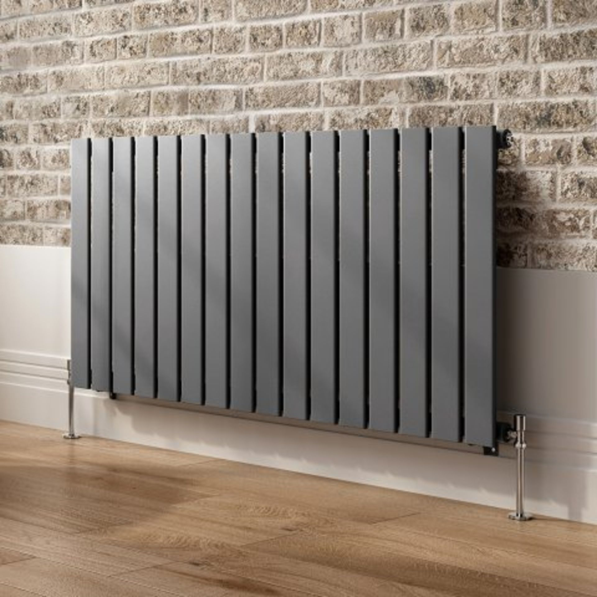 (H32) 600x1212mm Anthracite Single Flat Panel Horizontal Radiator - Hayes Premium. RRP £278.99. - Bild 2 aus 4