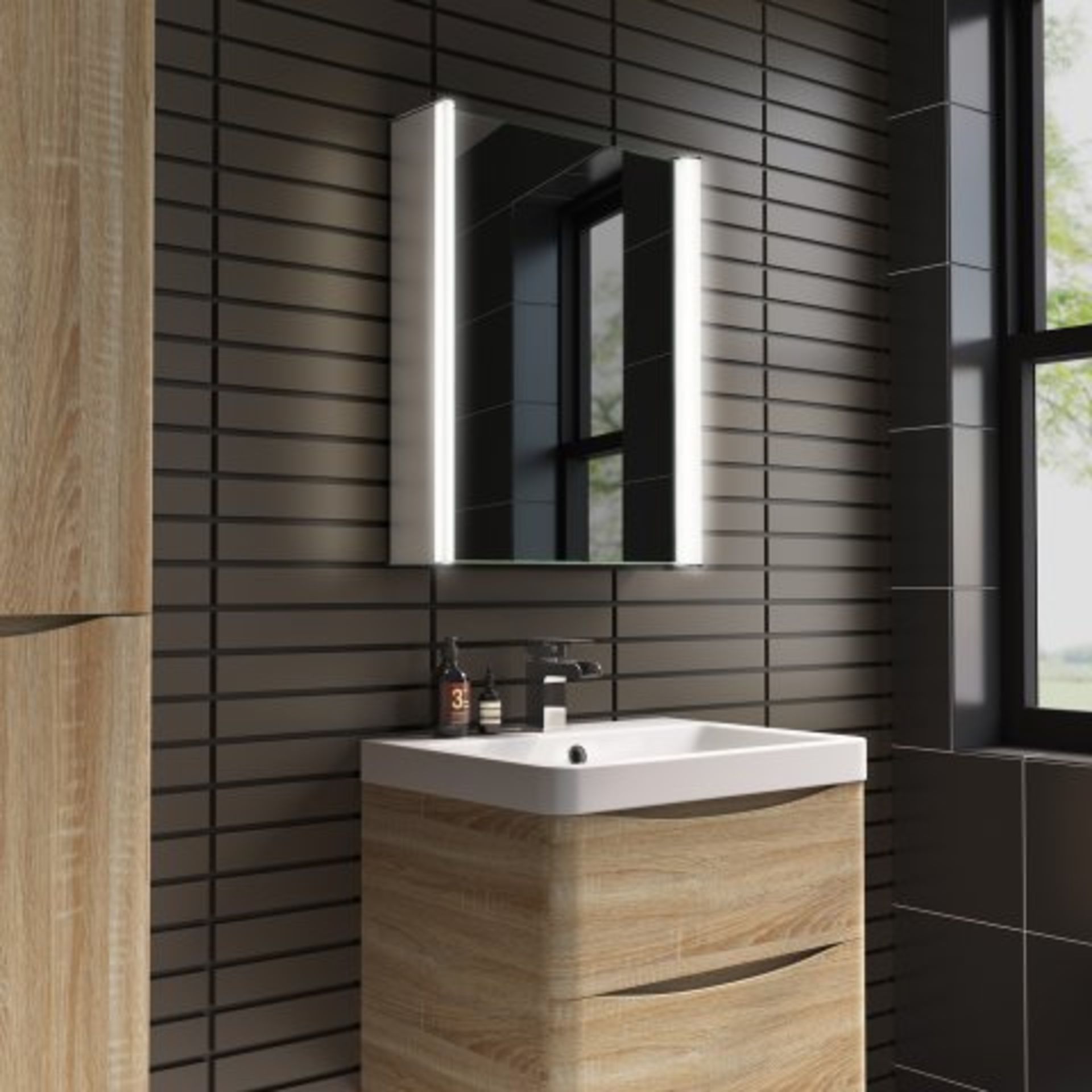 (H20) 500x650mm Luminaire Illuminated LED Mirror Cabinet - Bluetooth Speaker & Shaver Socket. RRP £ - Image 2 of 5