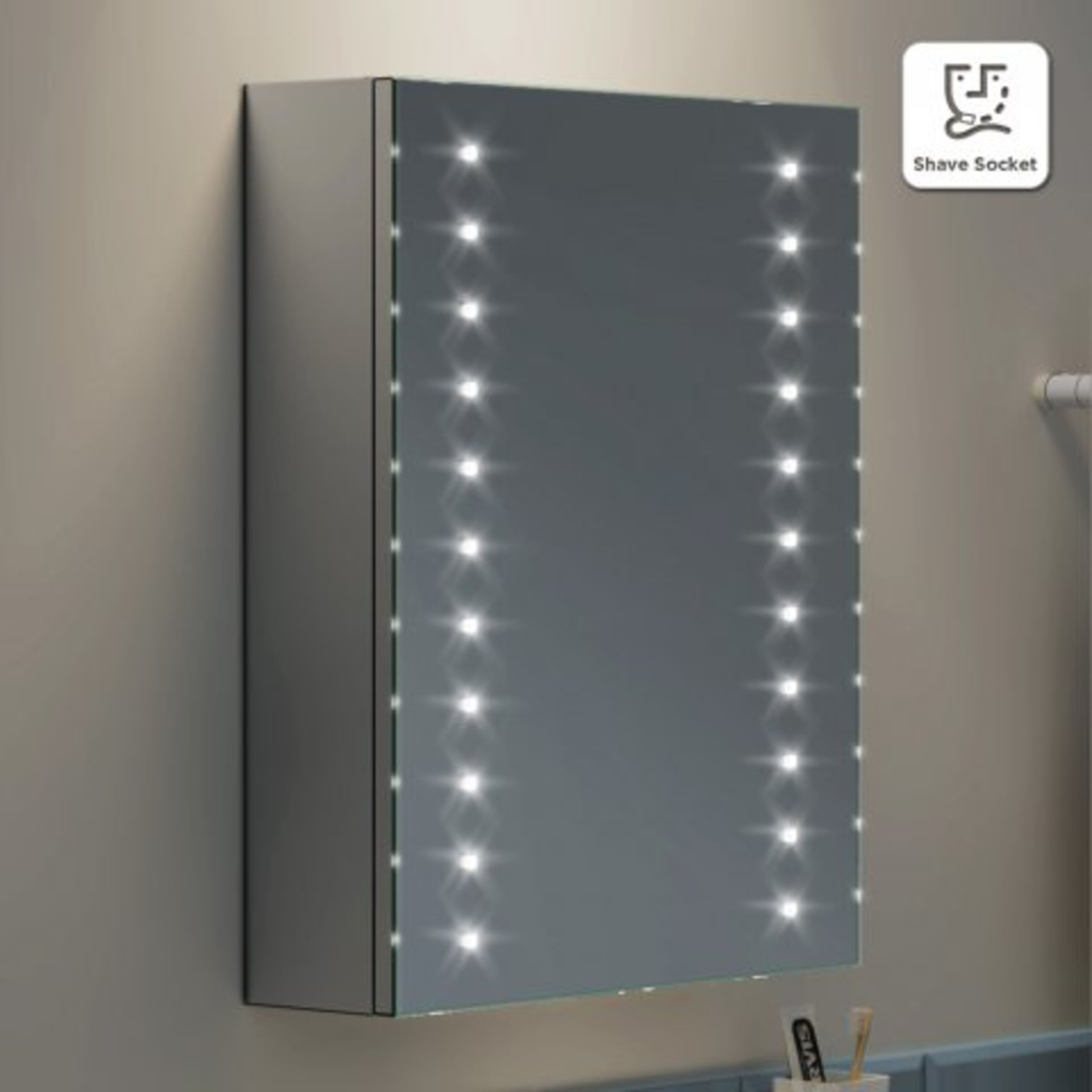 (H22) 450x600mm Galactic Illuminated LED Mirror Cabinet & Shaver Socket. RRP £399.99. LED Power