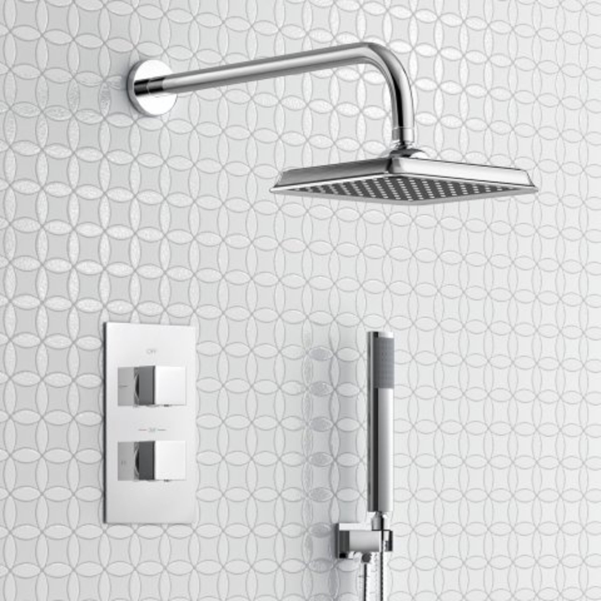(H36) 200mm Square Wall Mounted Head, Handheld & Thermostatic Mixer Shower Kit. RRP £299.99. - Image 4 of 4