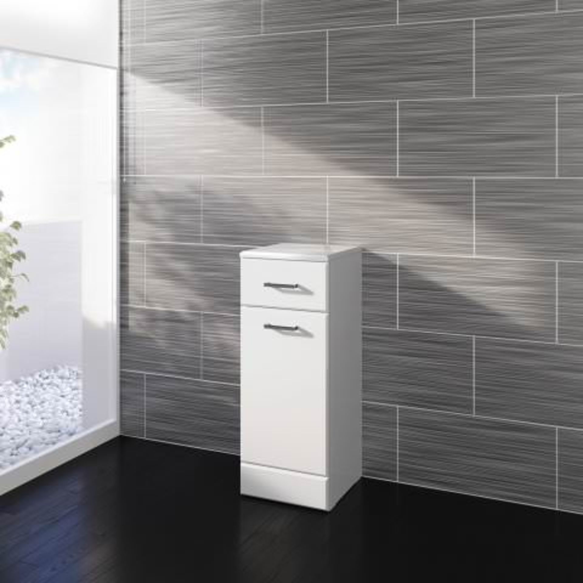 (H43) 300x300mm Quartz Gloss White Laundry Basket Unit. RRP £161.99. This contemporary white - Bild 3 aus 3