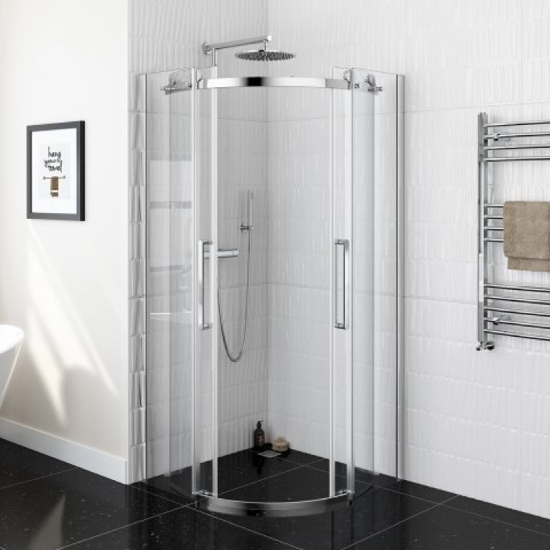 (H26) 900x900mm - 8mm - Designer Frameless EasyClean Quadrant Shower Enclosure. RRP £524.99. Premium - Image 3 of 5