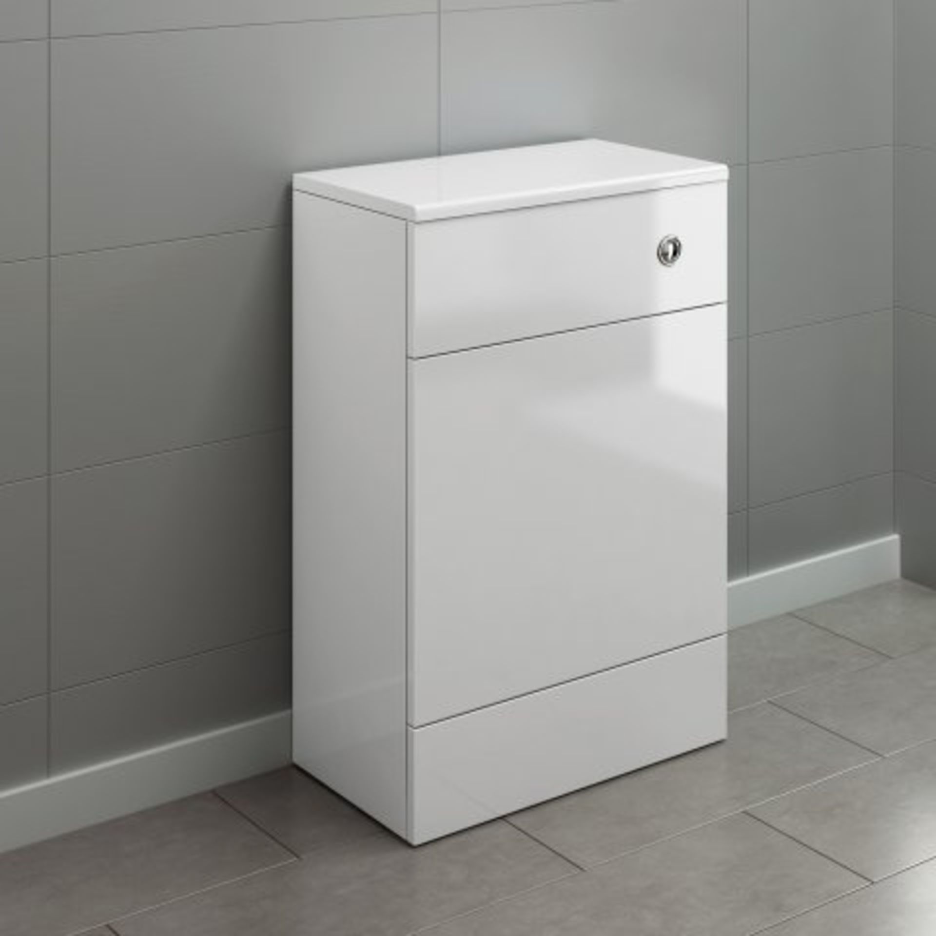 (H48) 500mm Harper Gloss White Back To Wall Toilet Unit This practical Harper Gloss White back to