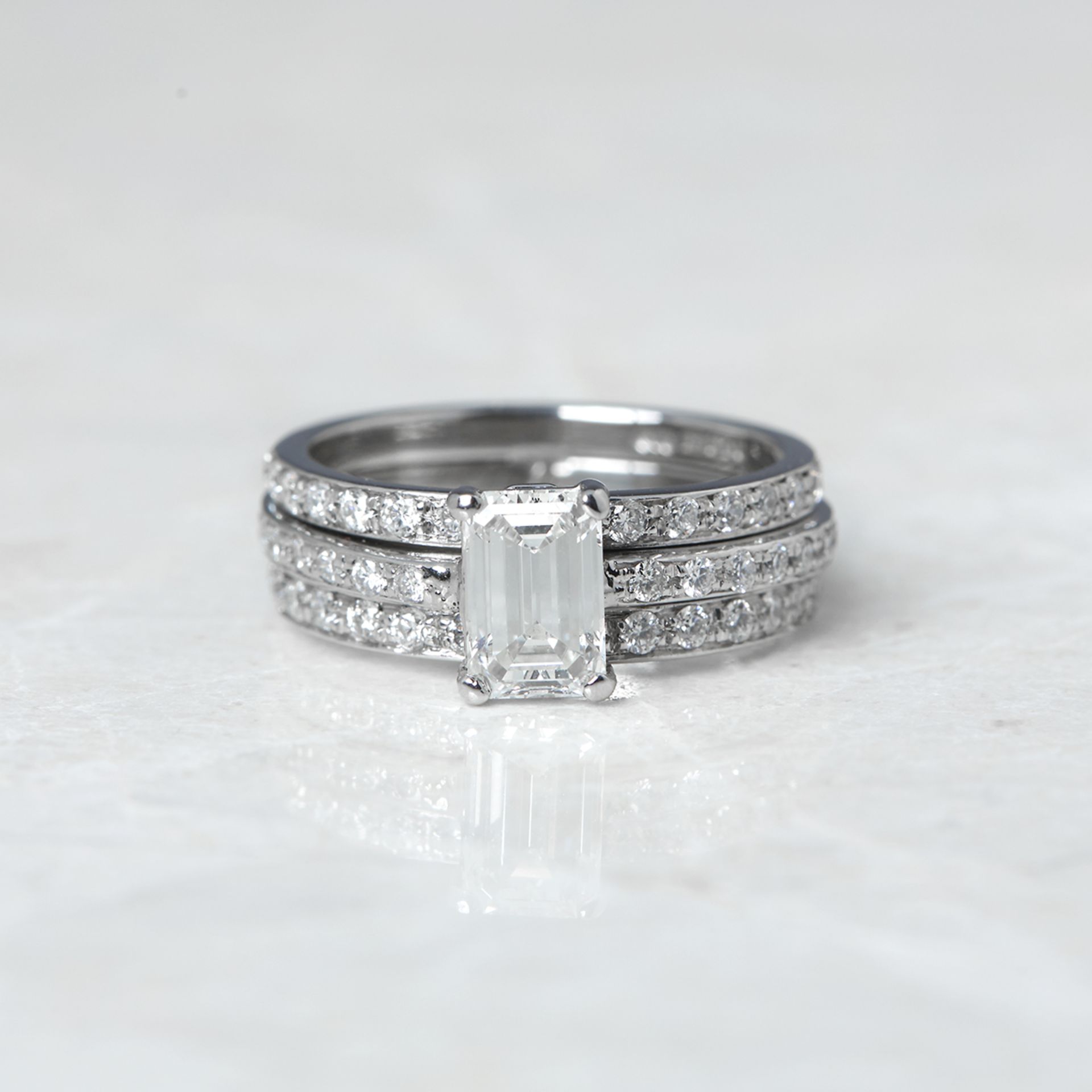 Unbranded, Platinum 0.94ct Emerald Cut Diamond Three Row Full Eternity Ring - Image 2 of 10